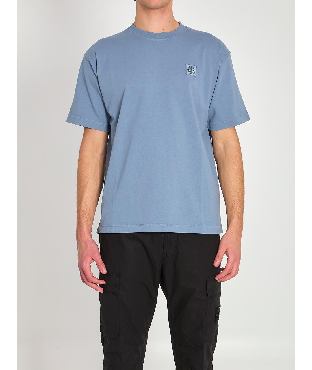 STONE ISLAND Голубая хлопковая футболка, фото 5