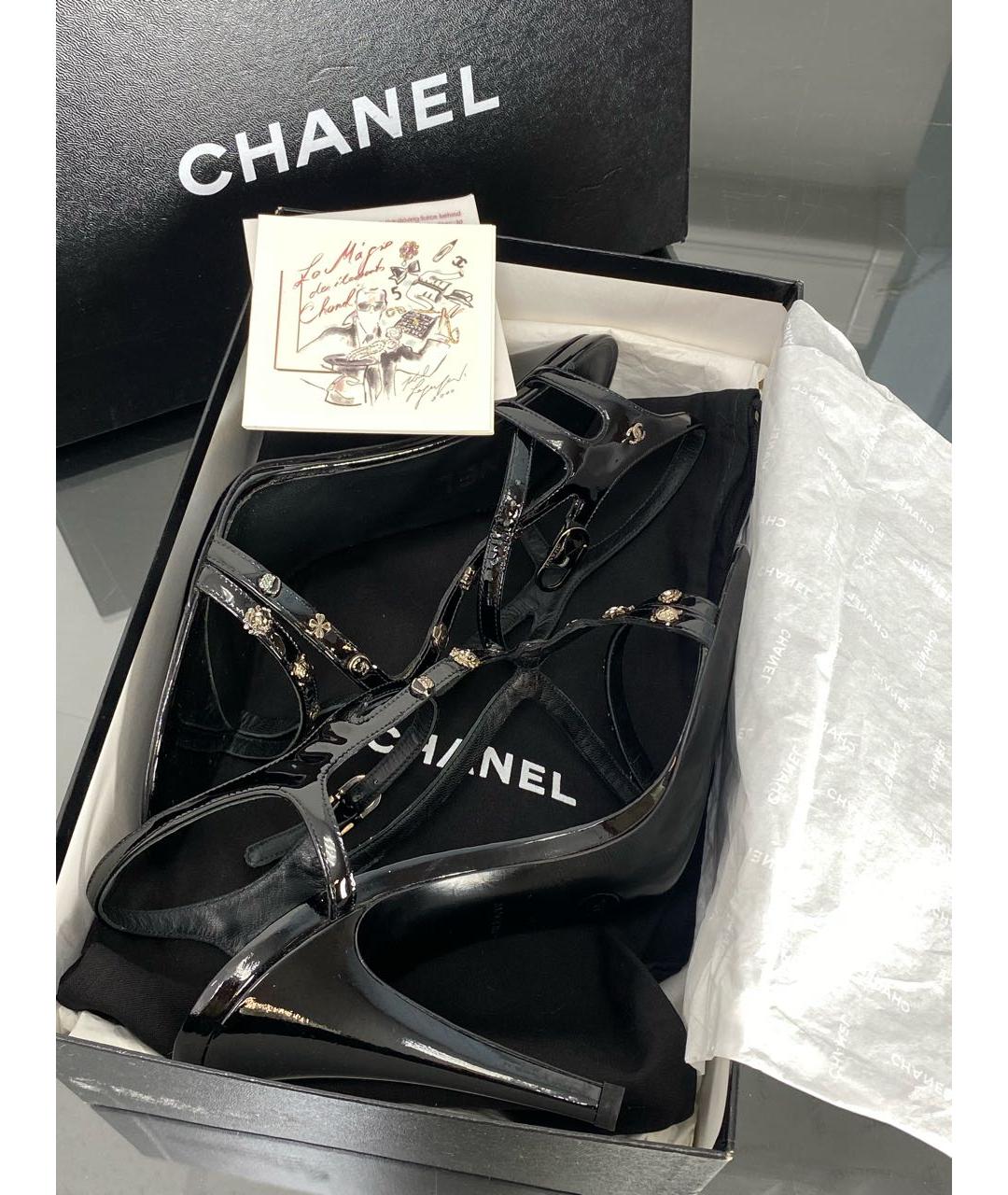 CHANEL Черные кожаные босоножки, фото 4