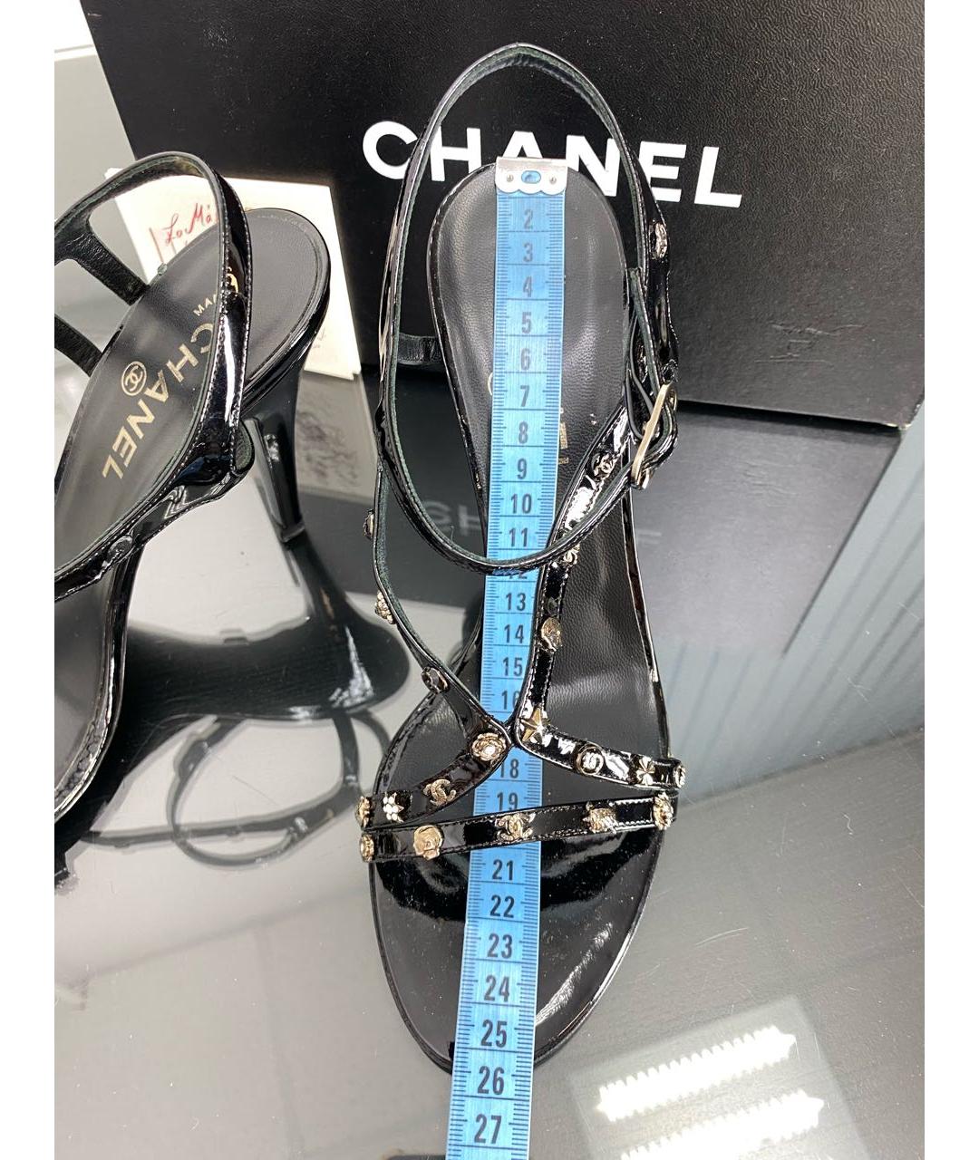 CHANEL Черные кожаные босоножки, фото 5