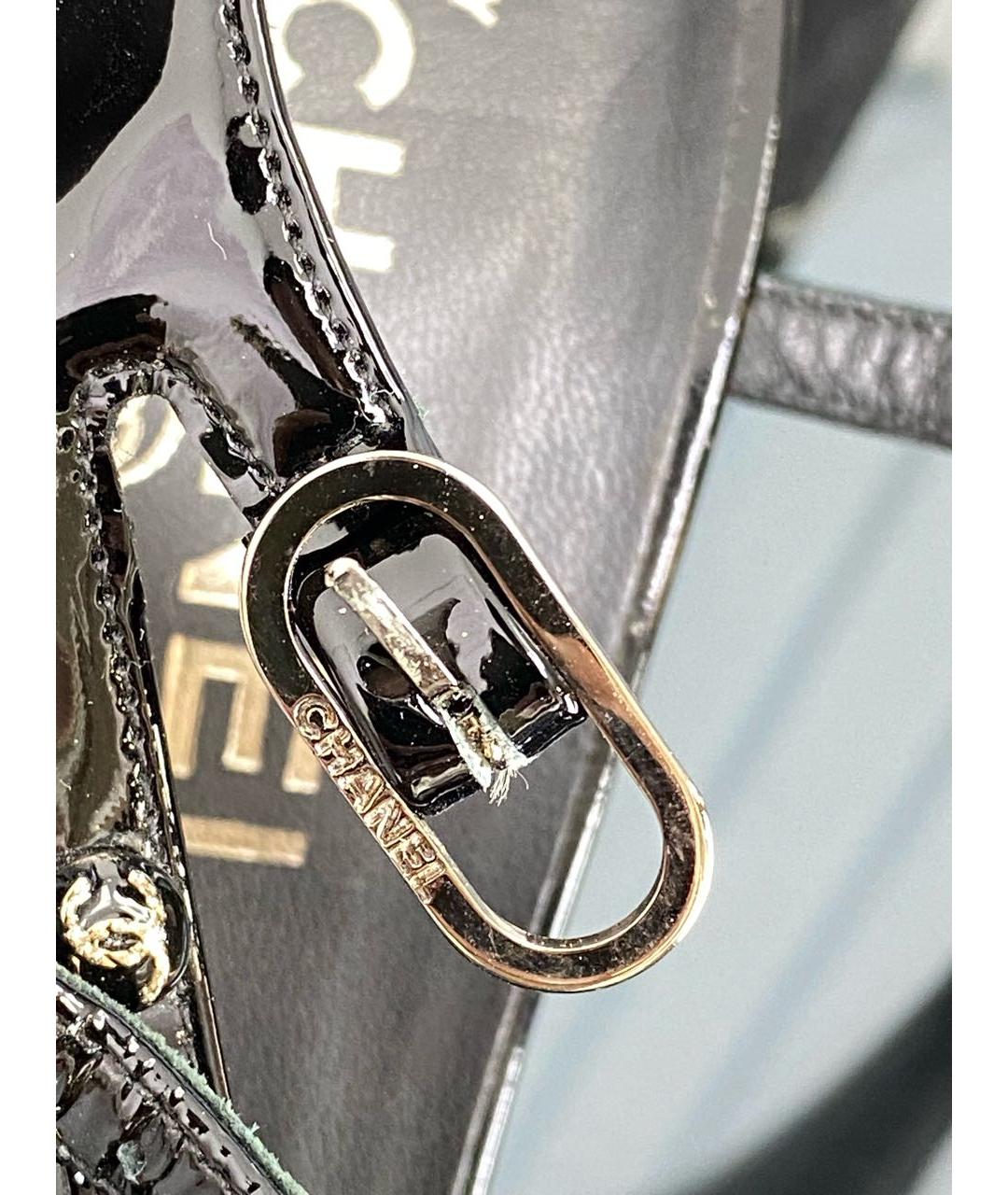 CHANEL Черные кожаные босоножки, фото 7