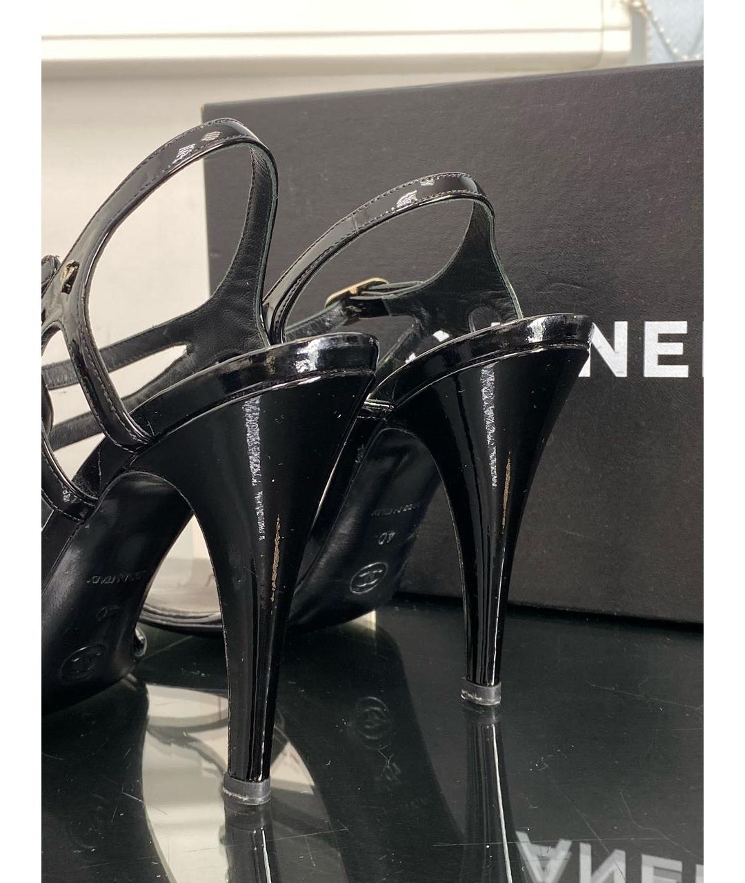 CHANEL Черные кожаные босоножки, фото 3