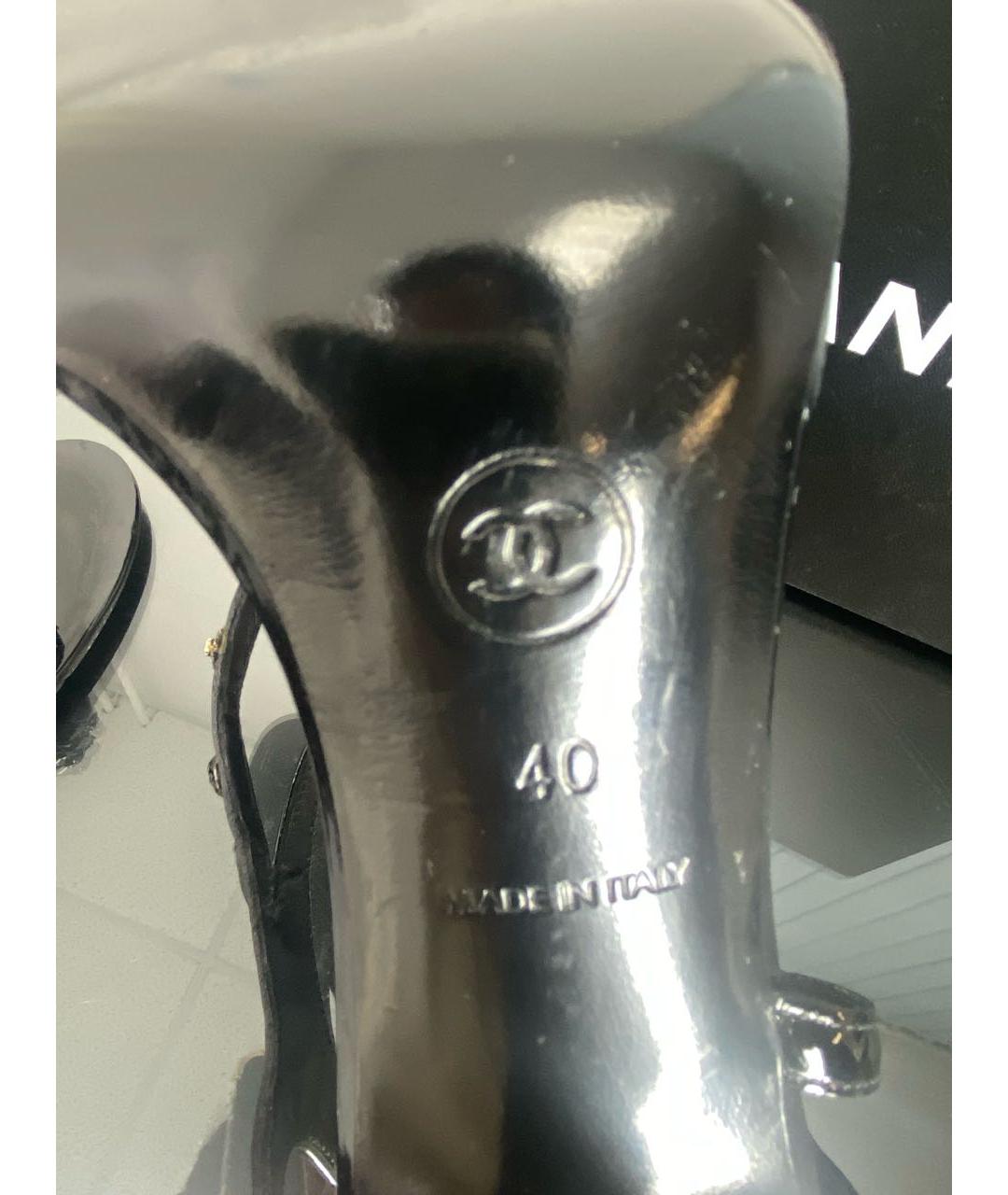 CHANEL Черные кожаные босоножки, фото 6