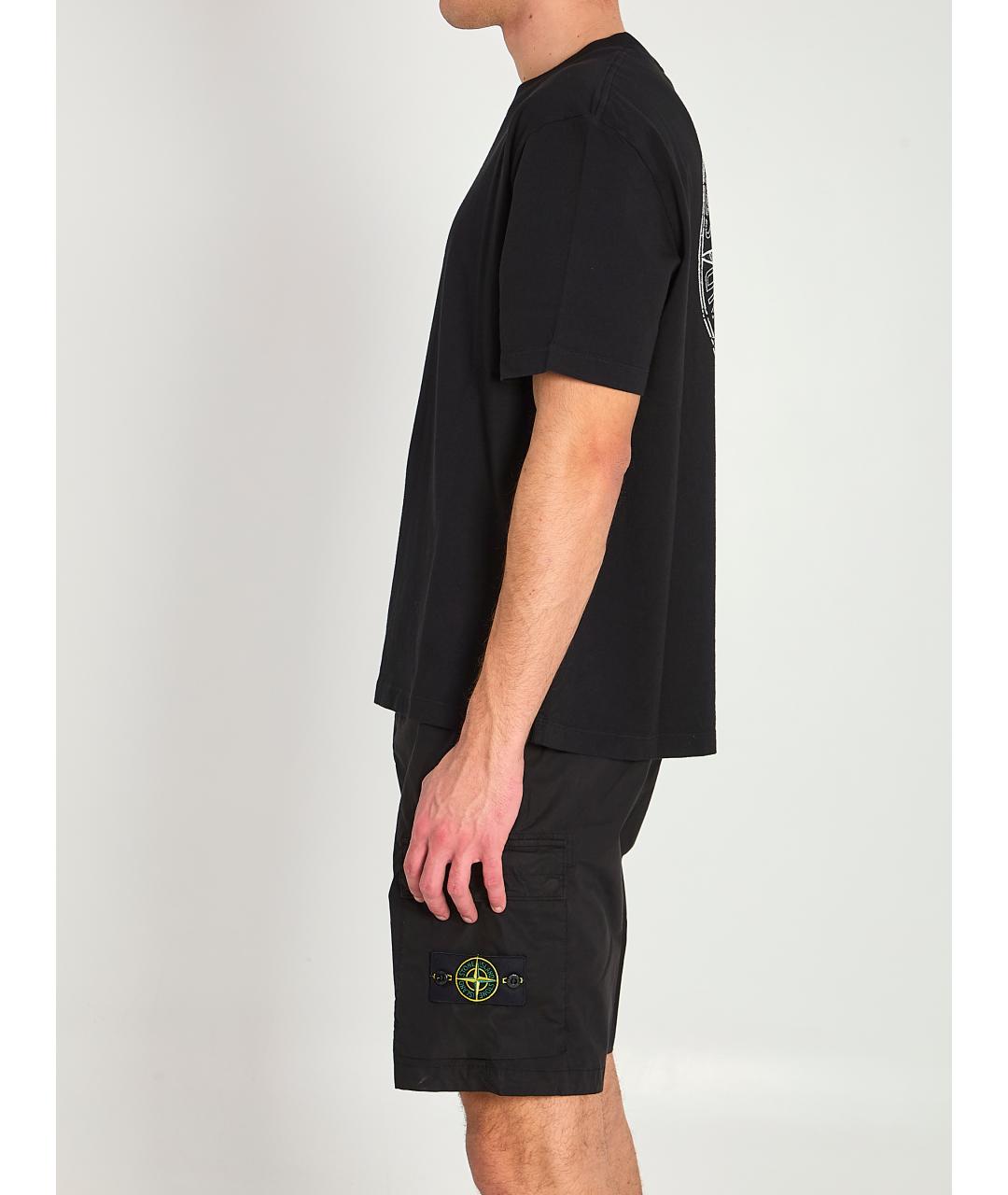 STONE ISLAND Черная хлопковая футболка, фото 3