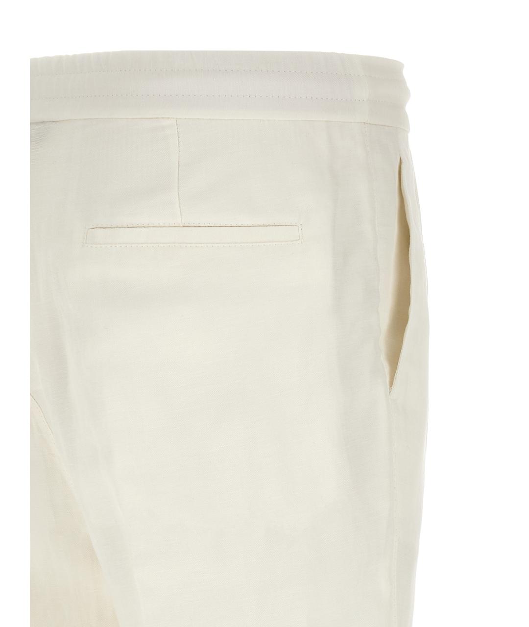 BRUNELLO CUCINELLI Белые льняные повседневные брюки, фото 4