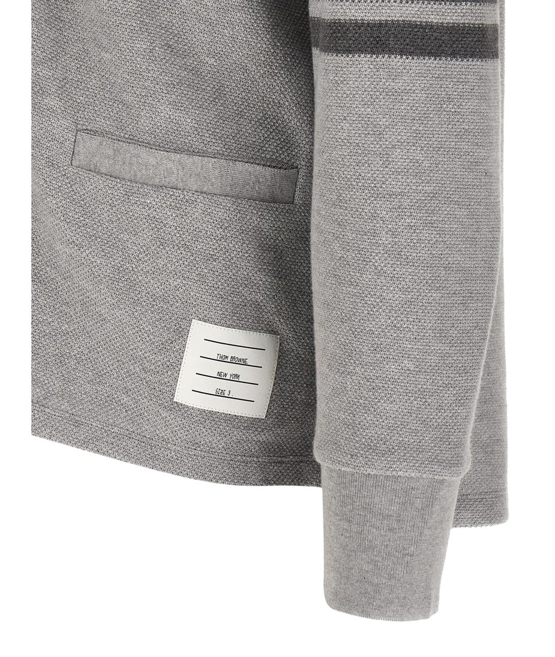 THOM BROWNE Серый хлопковый джемпер / свитер, фото 5
