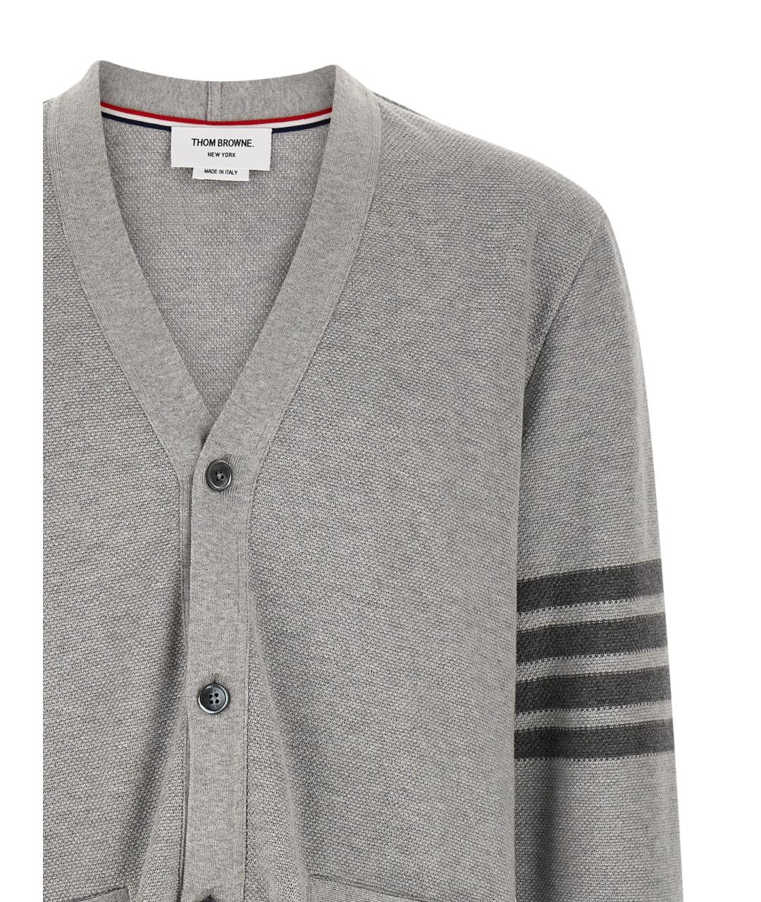 THOM BROWNE Серый хлопковый джемпер / свитер, фото 3