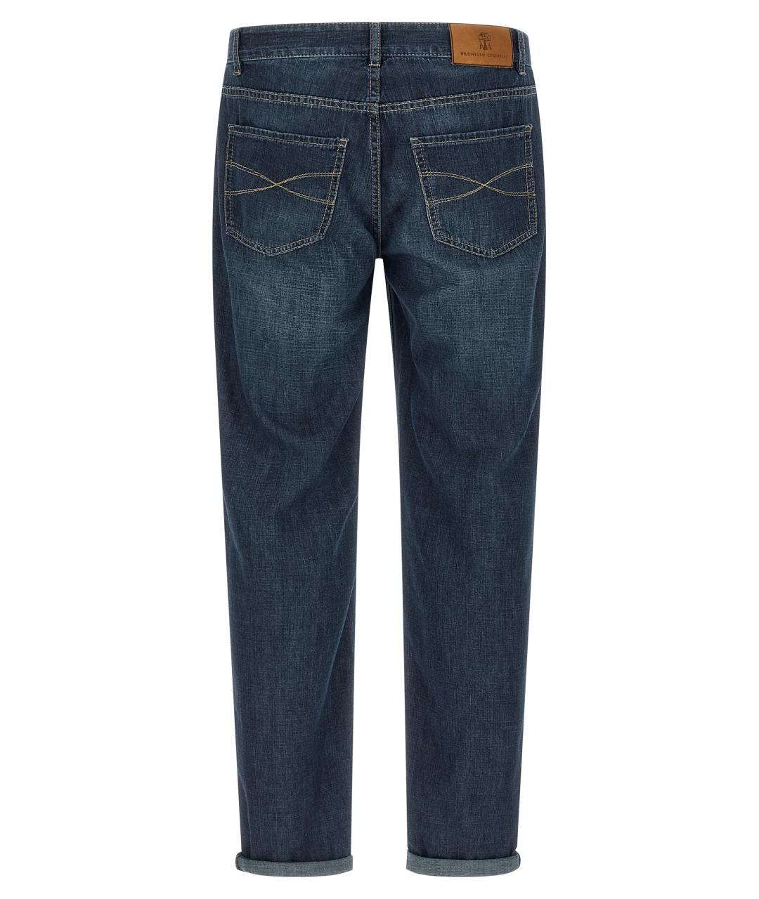 BRUNELLO CUCINELLI Синие хлопковые прямые джинсы, фото 2