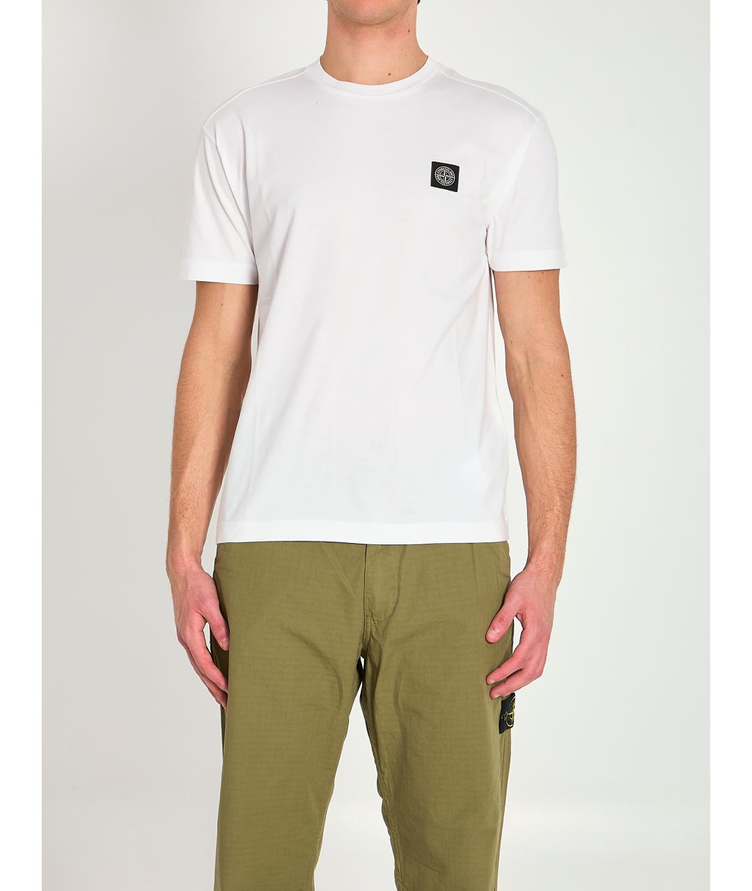 STONE ISLAND Белая хлопковая футболка, фото 5