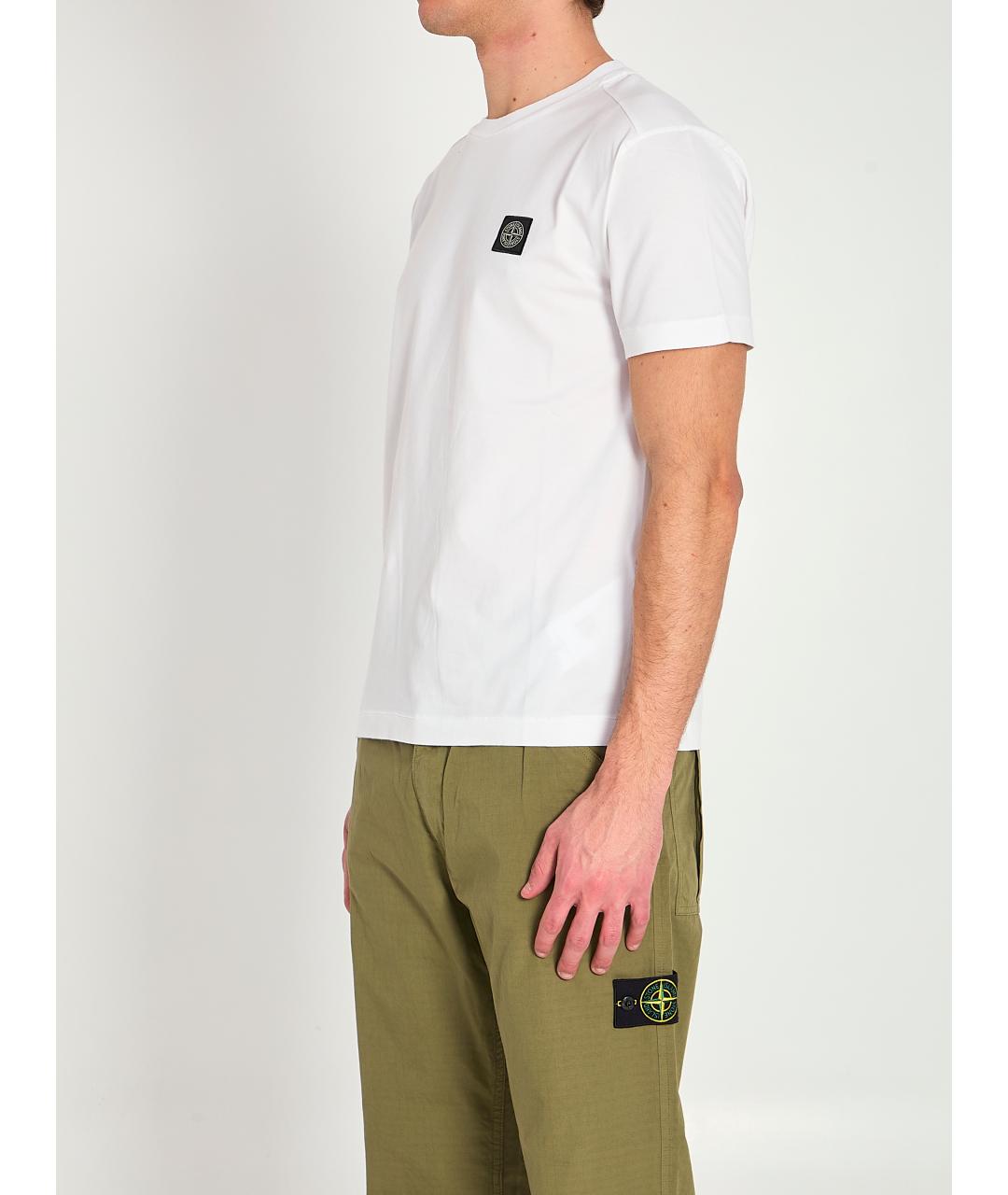 STONE ISLAND Белая хлопковая футболка, фото 2