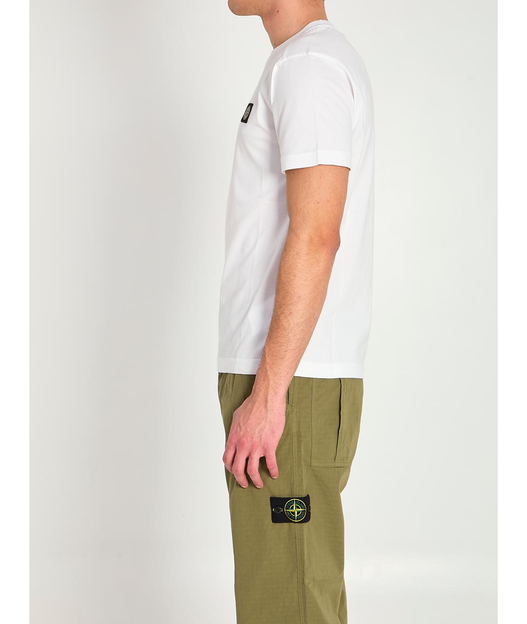 STONE ISLAND Белая хлопковая футболка, фото 3