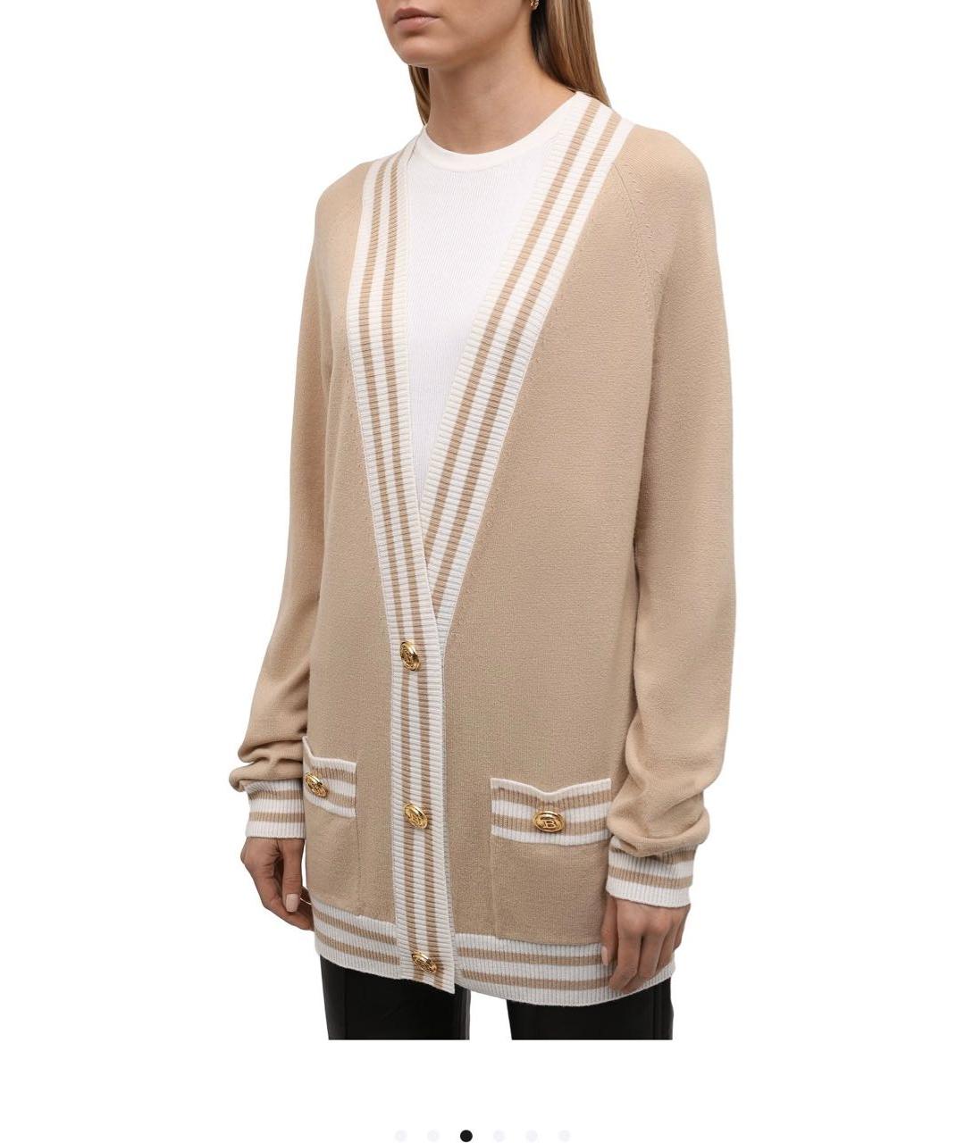BALMAIN Бежевый шерстяной кардиган, фото 6