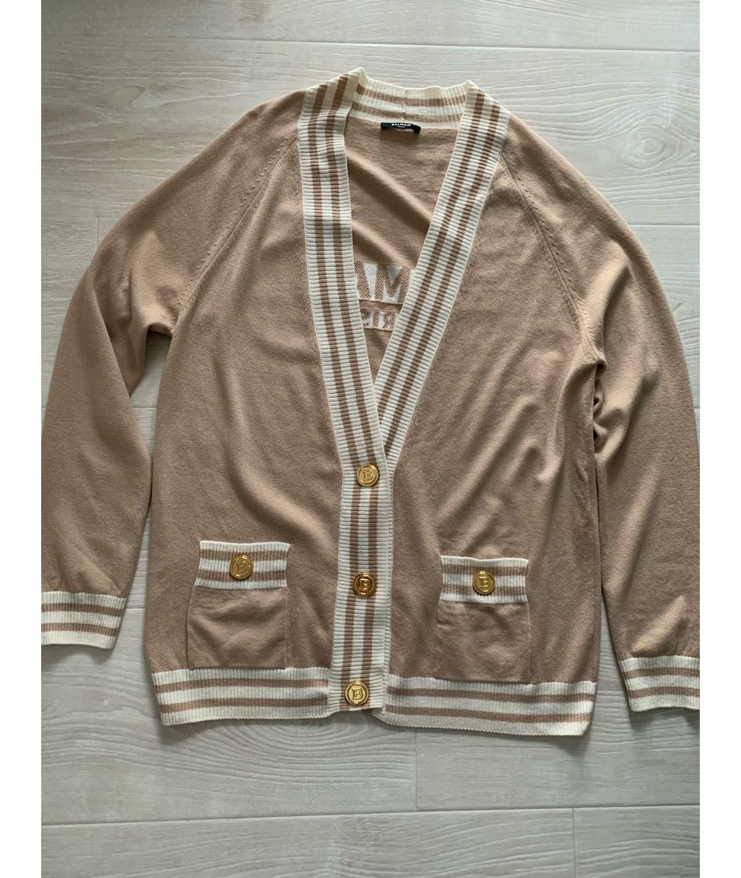 BALMAIN Бежевый шерстяной кардиган, фото 8