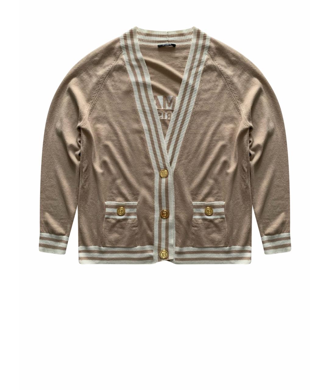 BALMAIN Бежевый шерстяной кардиган, фото 1