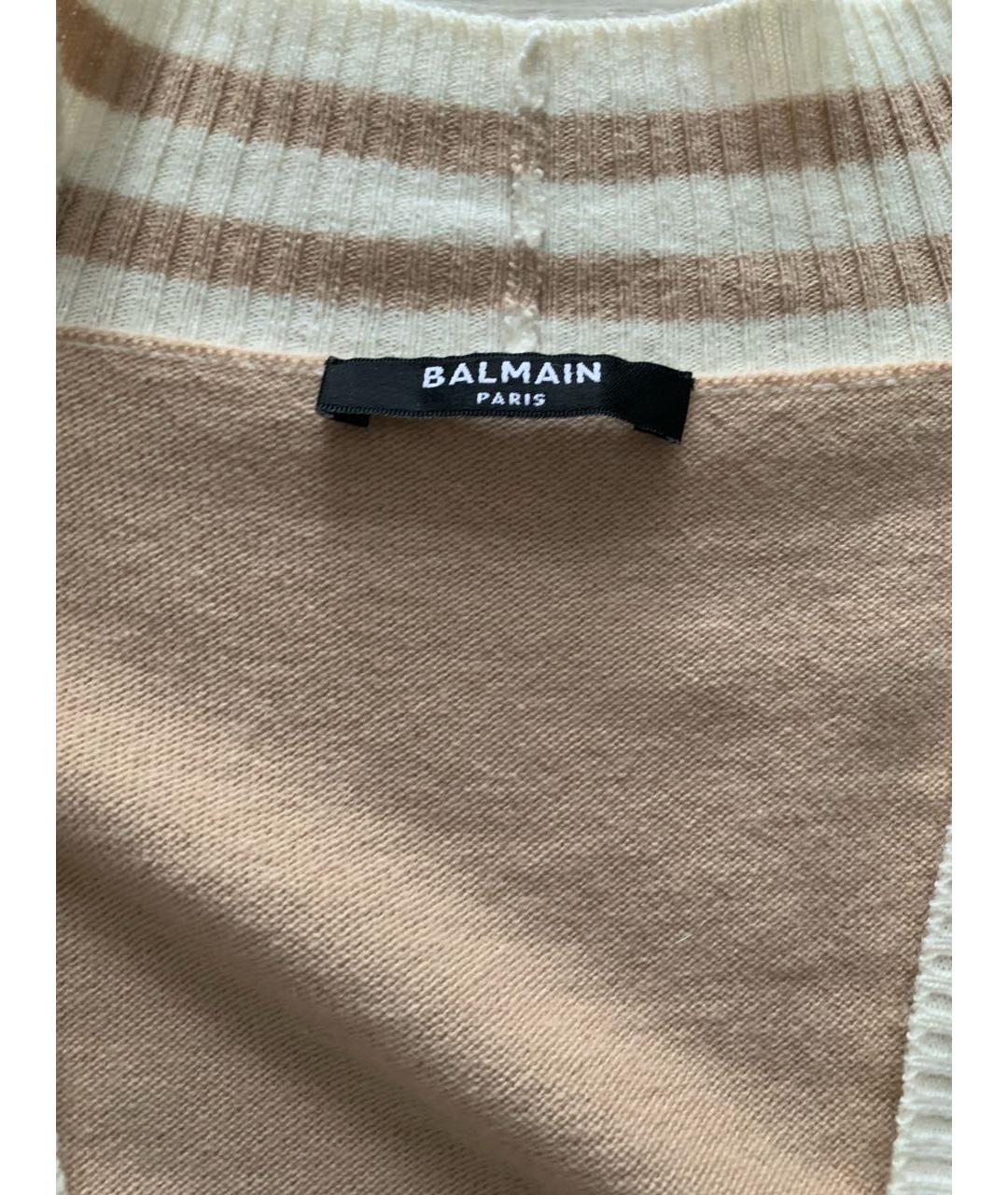 BALMAIN Бежевый шерстяной кардиган, фото 3