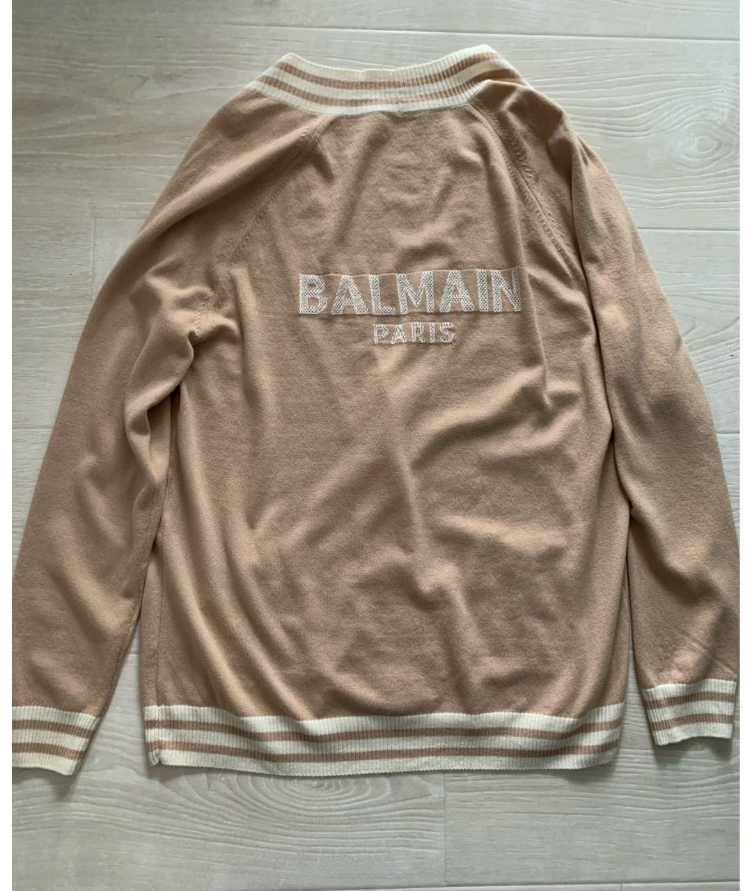 BALMAIN Бежевый шерстяной кардиган, фото 2