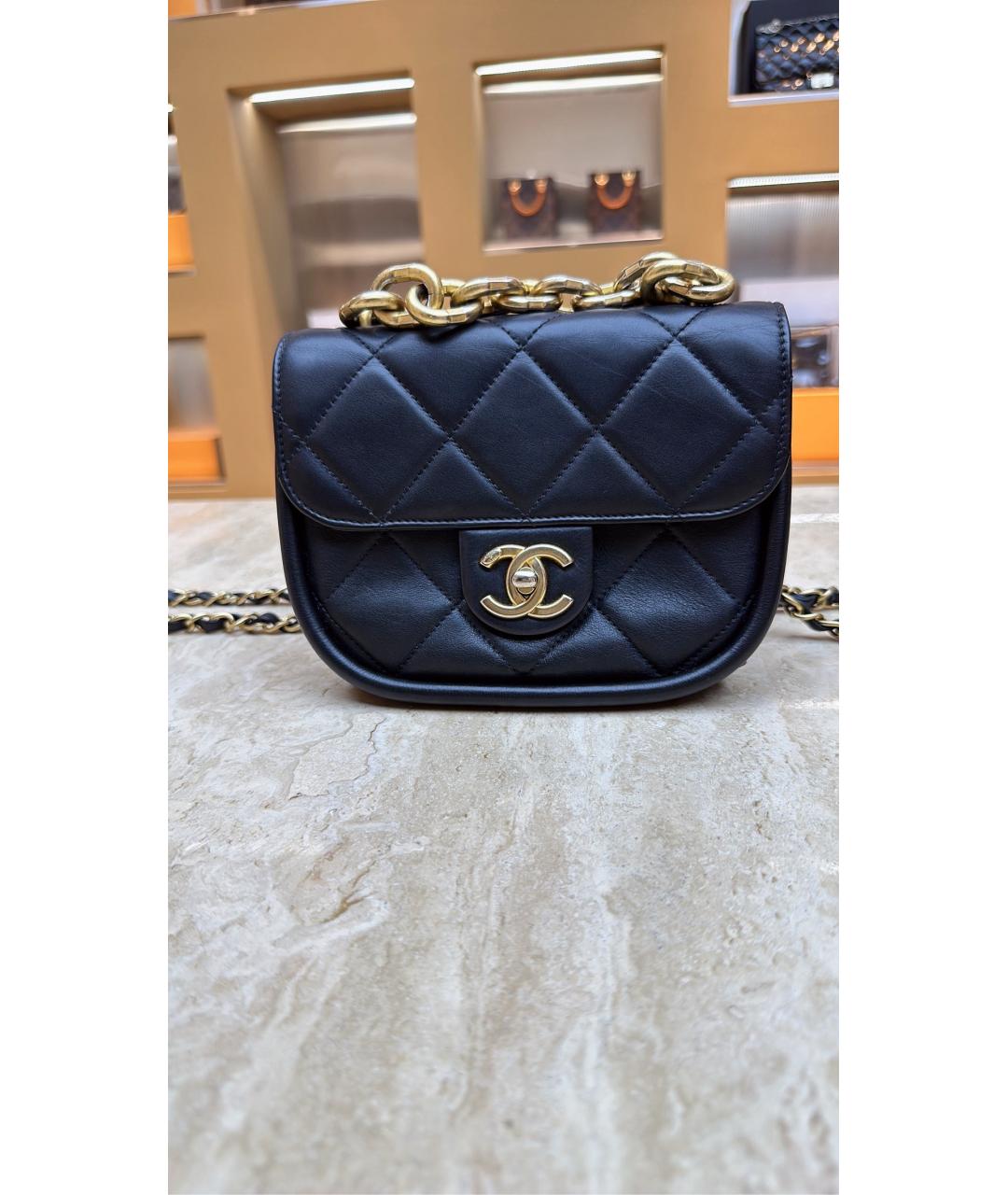 CHANEL Черная кожаная сумка через плечо, фото 5