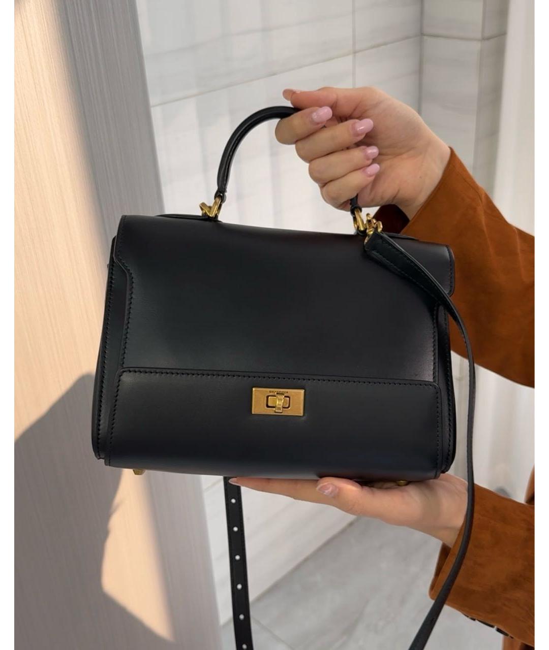 BALENCIAGA Черная кожаная сумка с короткими ручками, фото 2