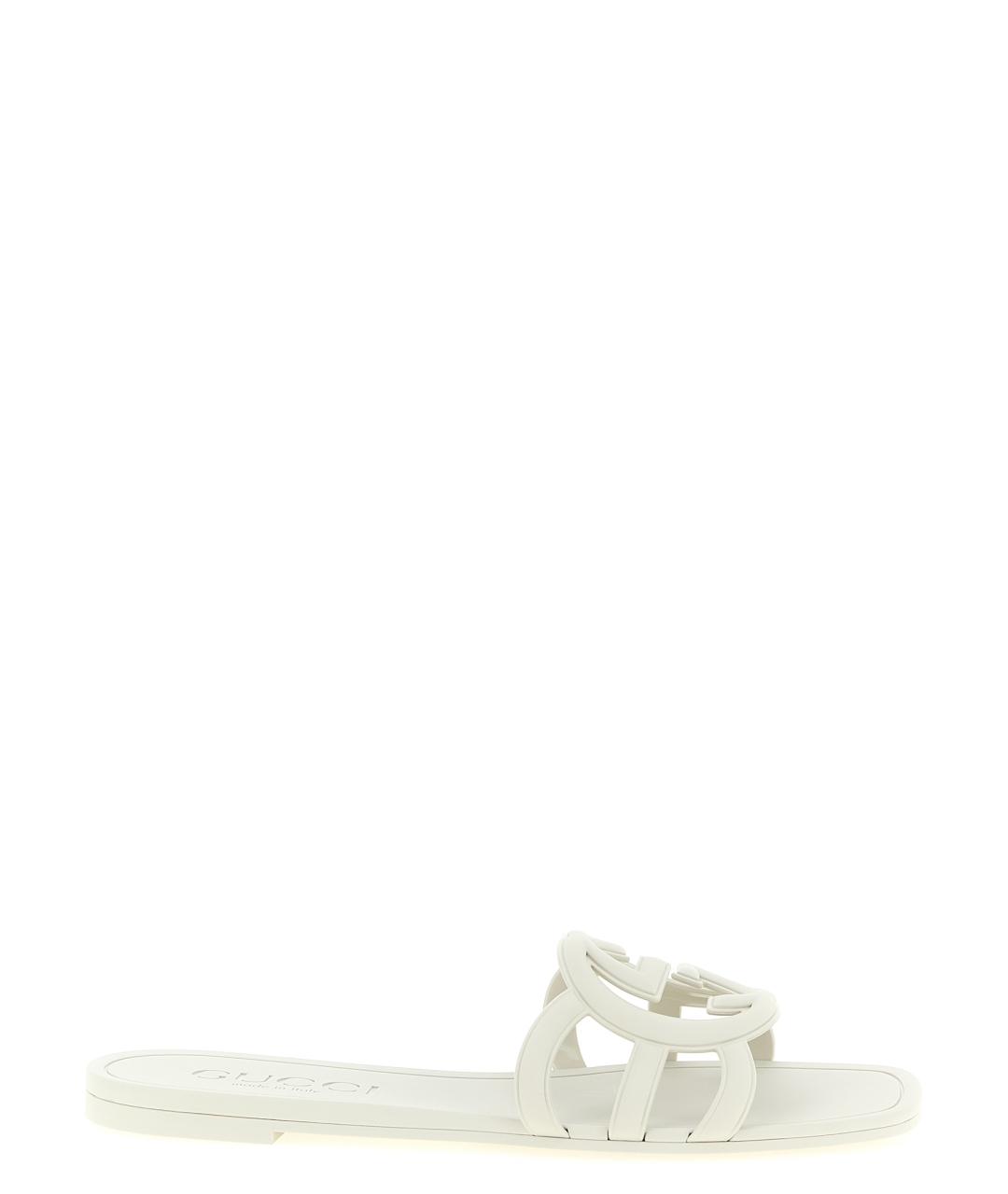 GUCCI Белые резиновые шлепанцы, фото 1