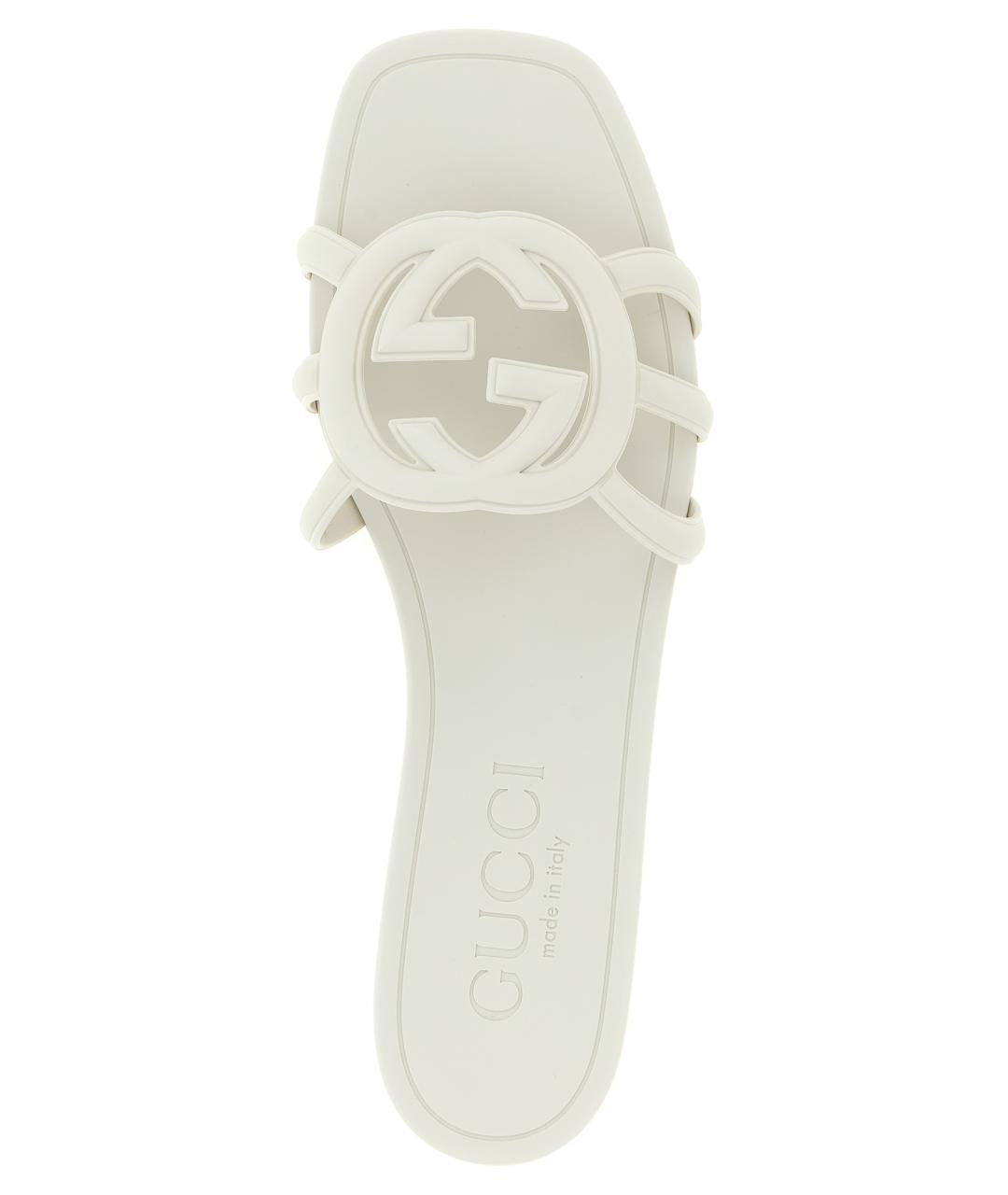 GUCCI Белые резиновые шлепанцы, фото 4
