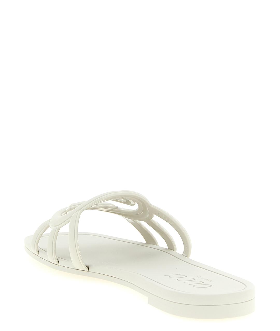 GUCCI Белые резиновые шлепанцы, фото 3