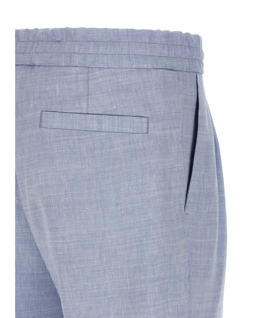 BRUNELLO CUCINELLI Голубые льняные шорты, фото 4