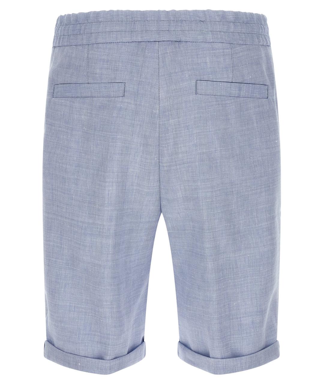 BRUNELLO CUCINELLI Голубые льняные шорты, фото 2