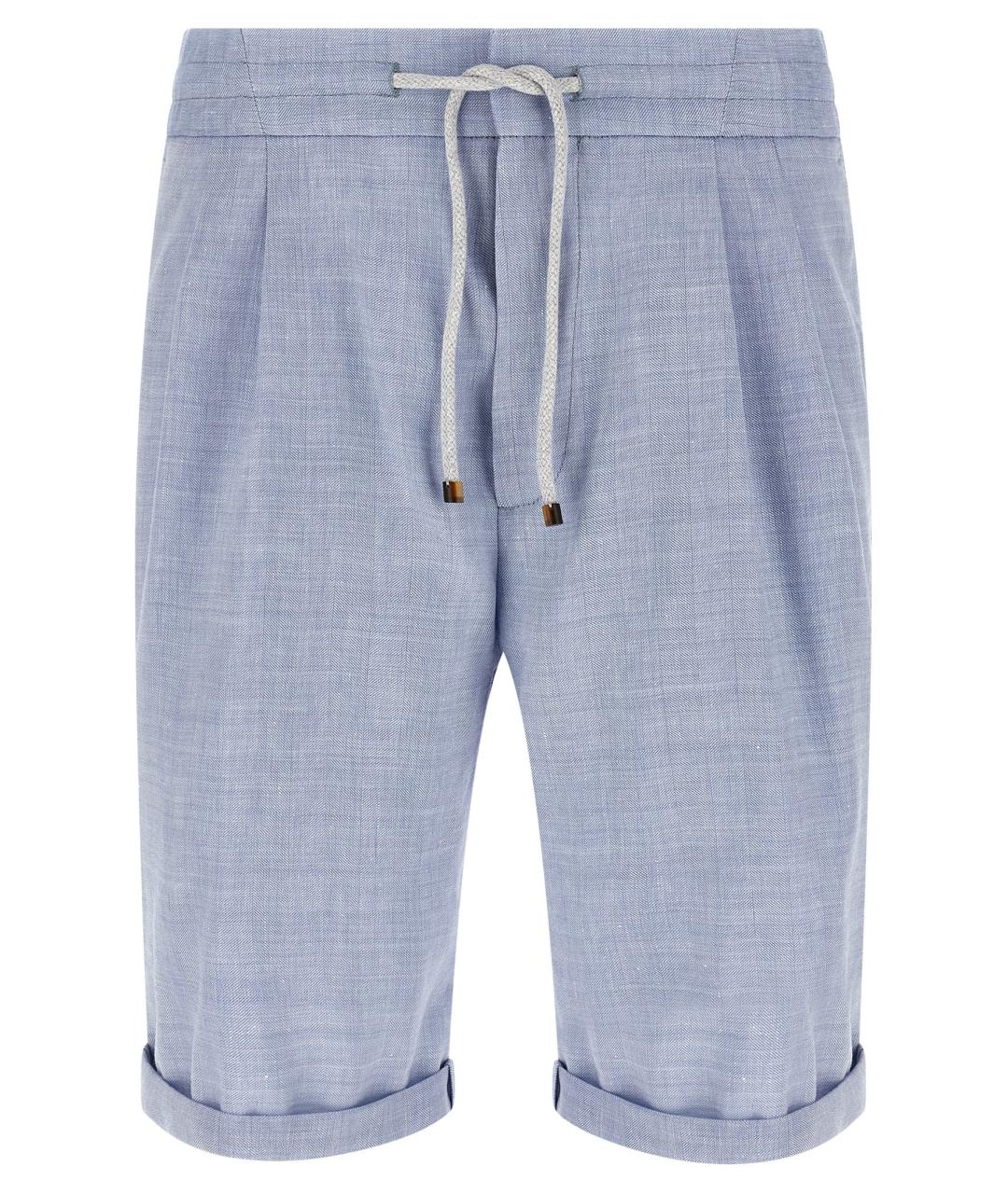 BRUNELLO CUCINELLI Голубые льняные шорты, фото 1