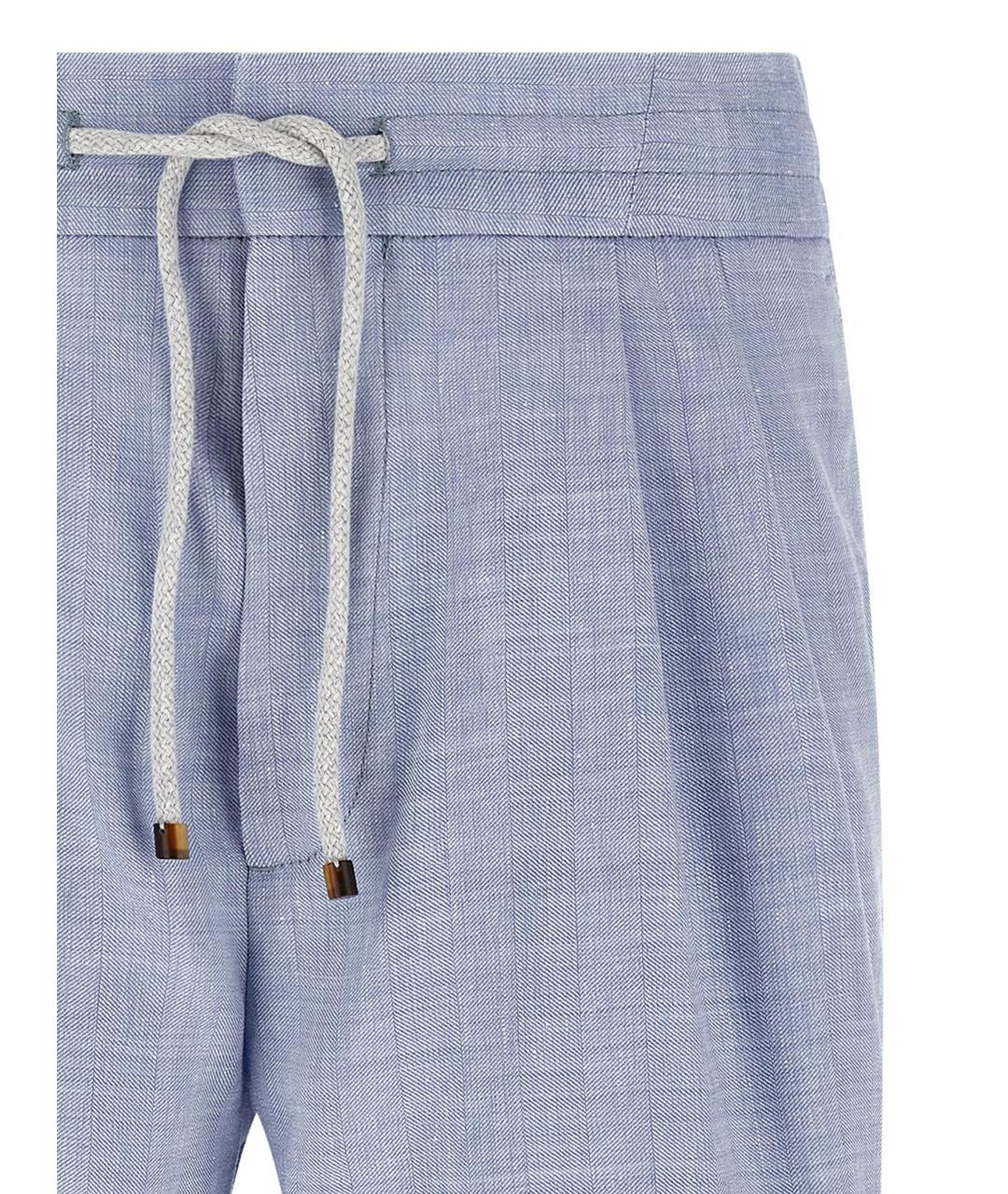 BRUNELLO CUCINELLI Голубые льняные шорты, фото 3