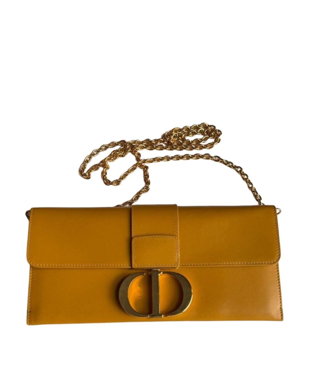 CHRISTIAN DIOR Горчичная кожаная сумка через плечо, фото 1