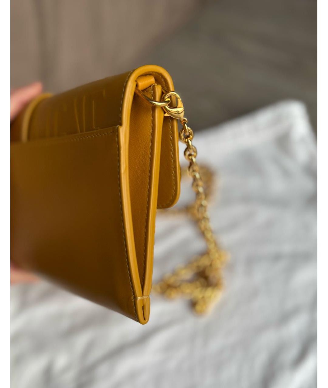 CHRISTIAN DIOR Горчичная кожаная сумка через плечо, фото 5