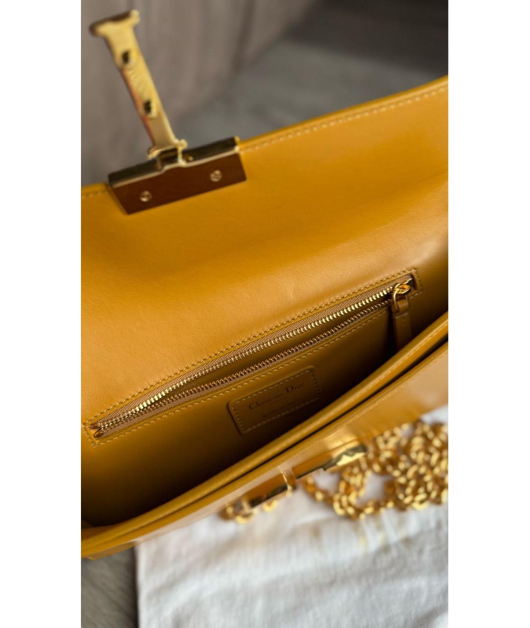 CHRISTIAN DIOR Горчичная кожаная сумка через плечо, фото 7