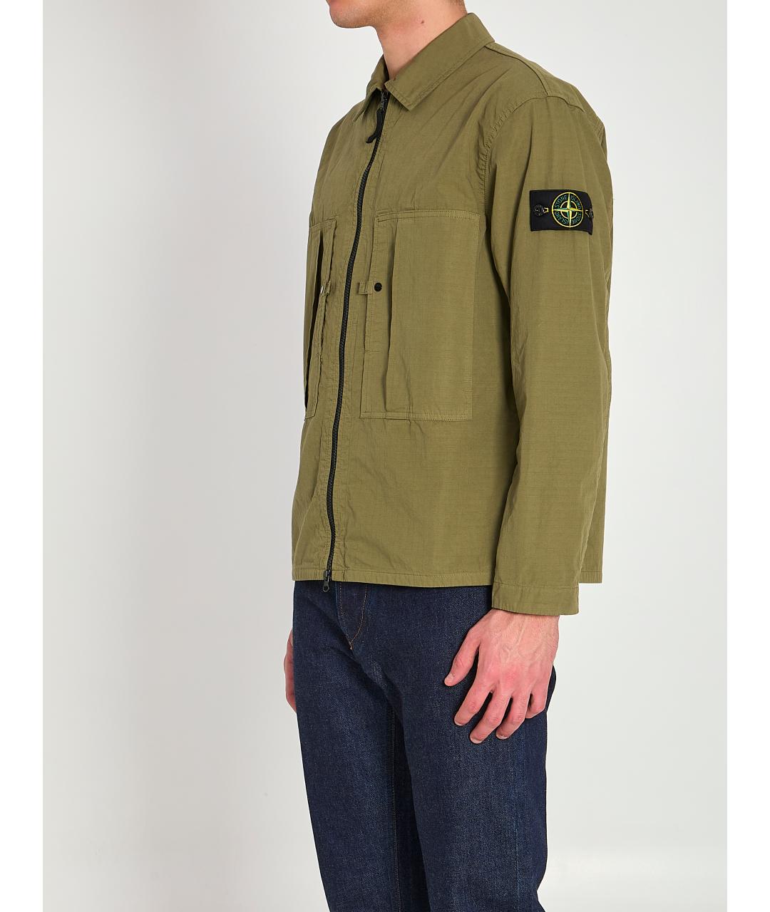 STONE ISLAND Зеленая хлопковая куртка, фото 3