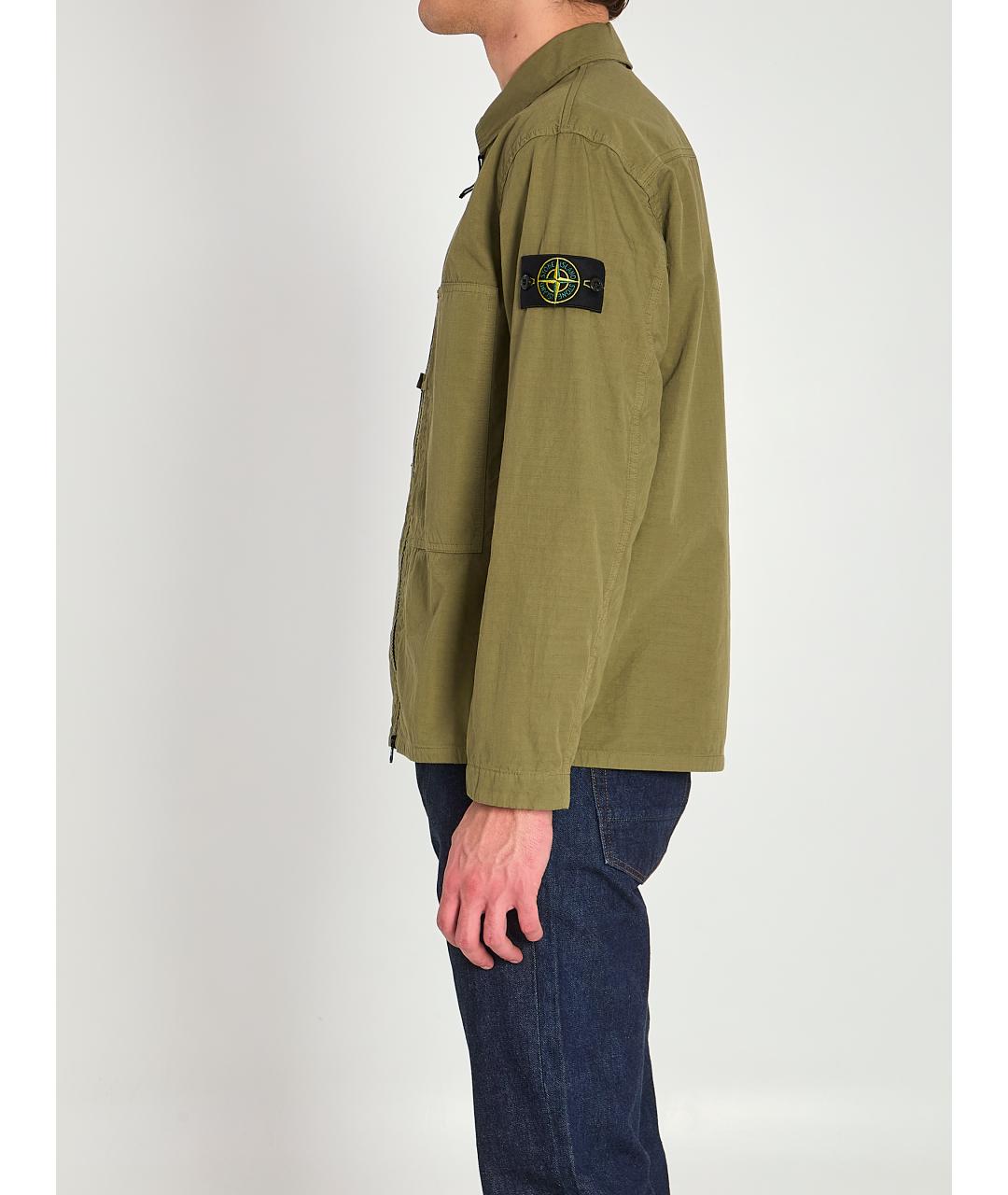 STONE ISLAND Зеленая хлопковая куртка, фото 4
