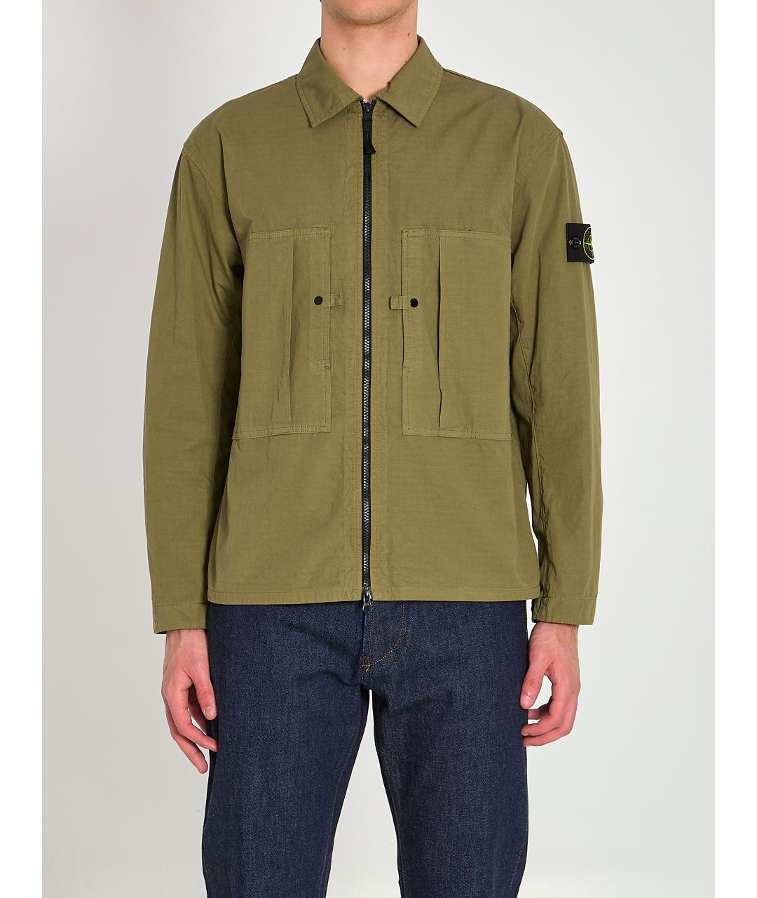 STONE ISLAND Зеленая хлопковая куртка, фото 2