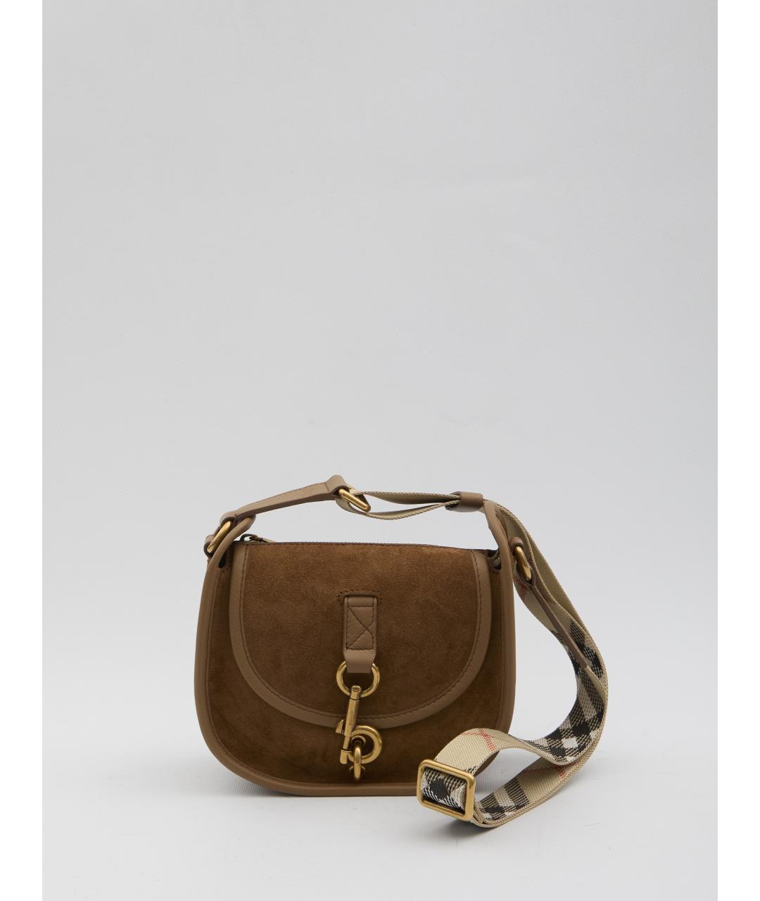 BURBERRY Коричневая замшевая сумка через плечо, фото 5