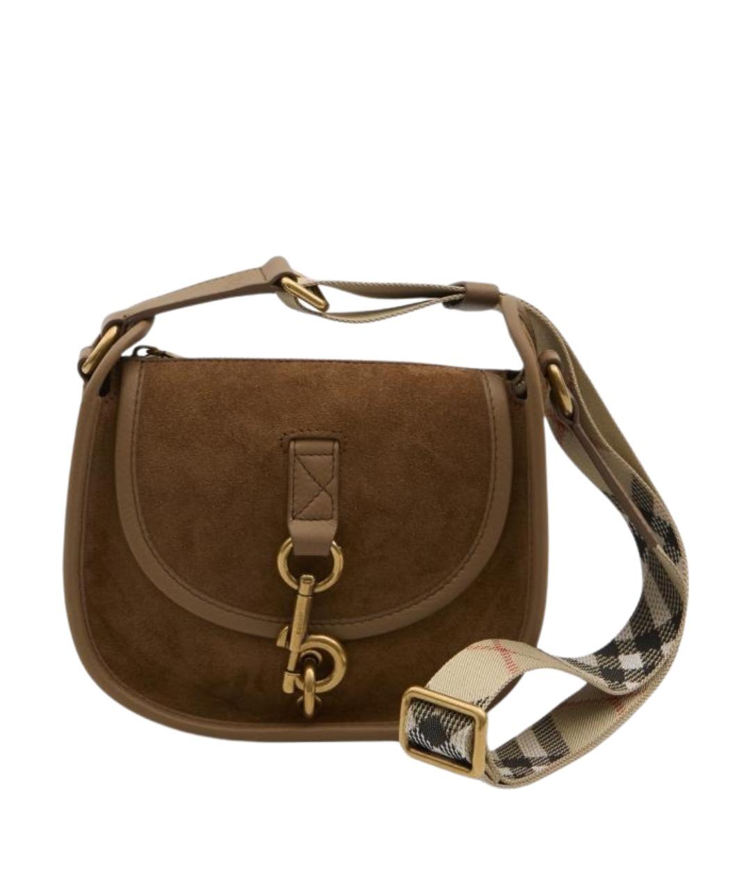 BURBERRY Коричневая замшевая сумка через плечо, фото 1