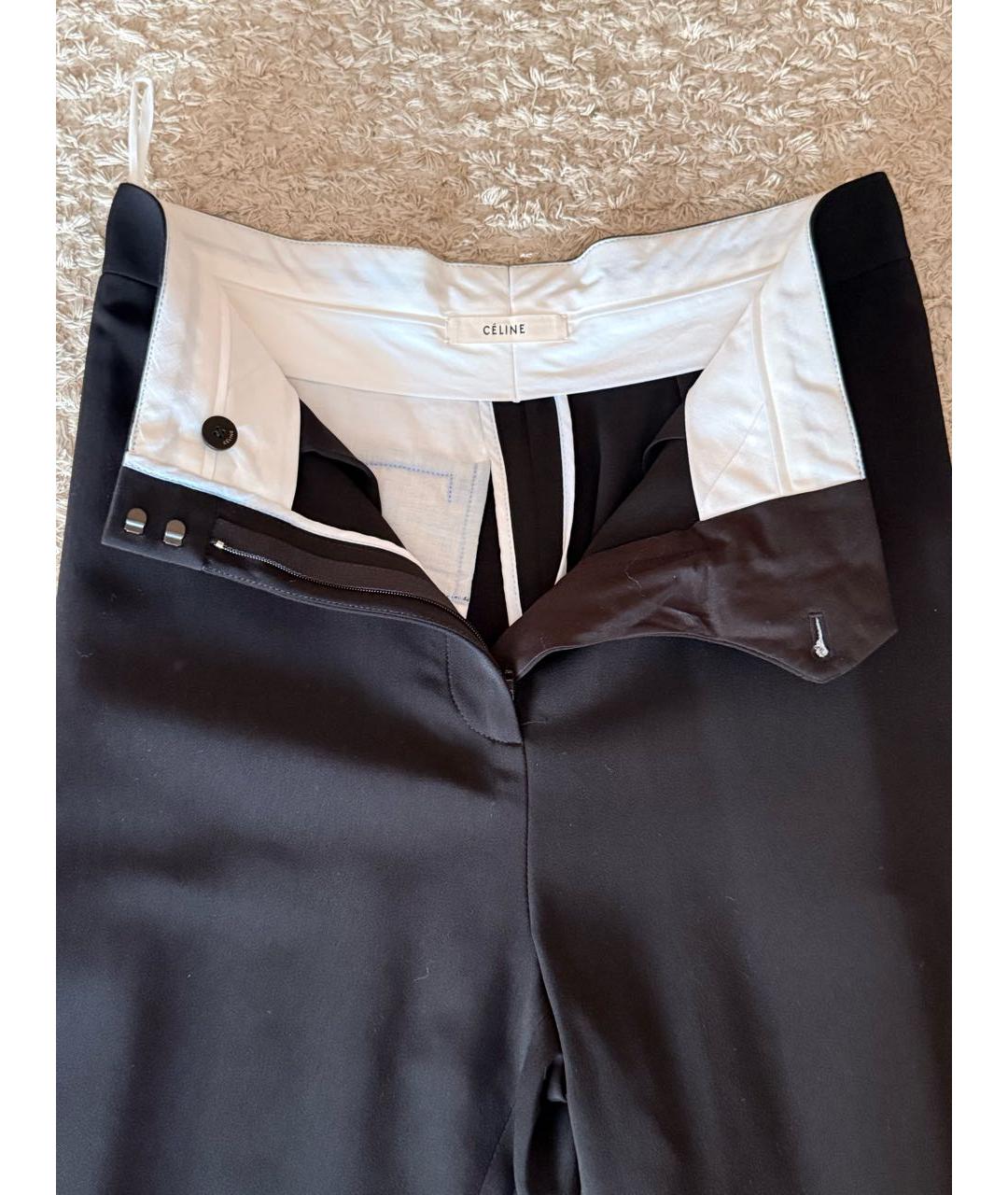 CELINE Черные вискозные прямые брюки, фото 3