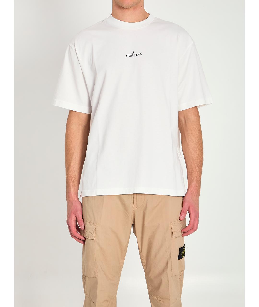STONE ISLAND Белая хлопковая футболка, фото 6