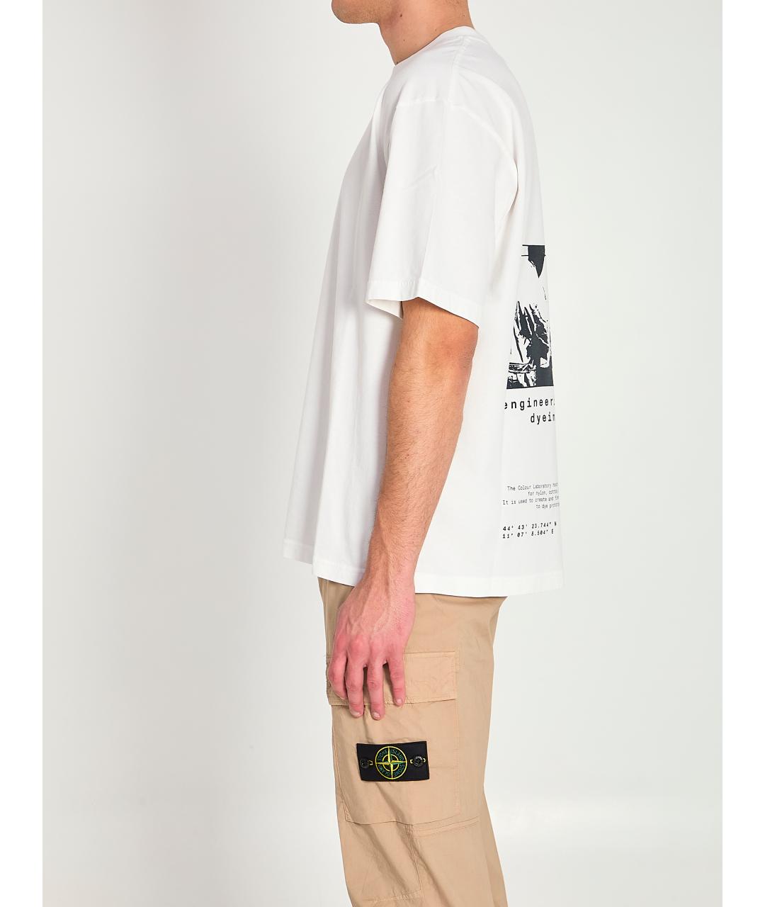STONE ISLAND Белая хлопковая футболка, фото 3