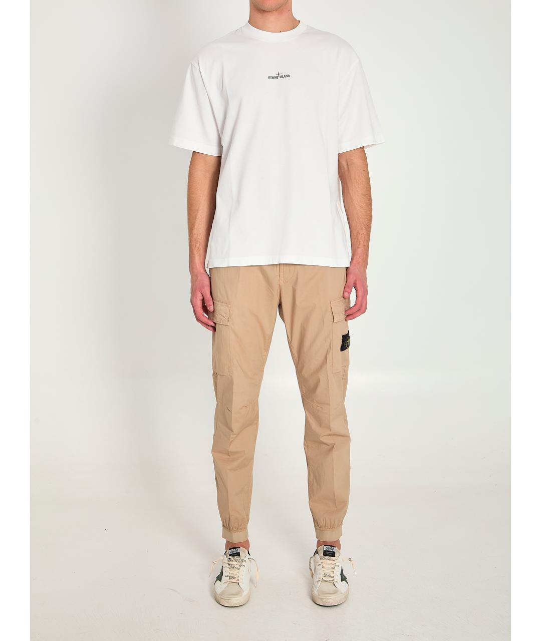 STONE ISLAND Белая хлопковая футболка, фото 5