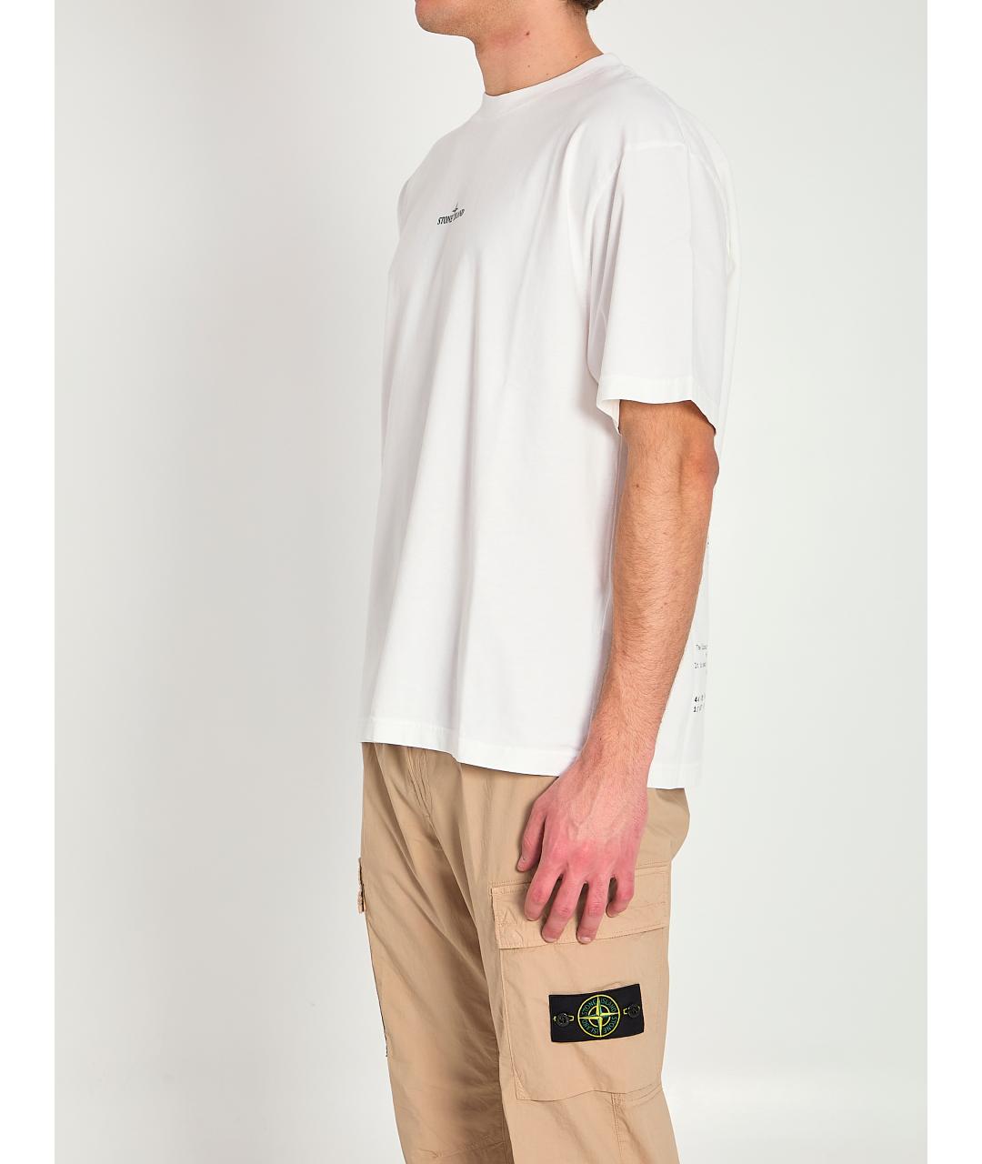 STONE ISLAND Белая хлопковая футболка, фото 2