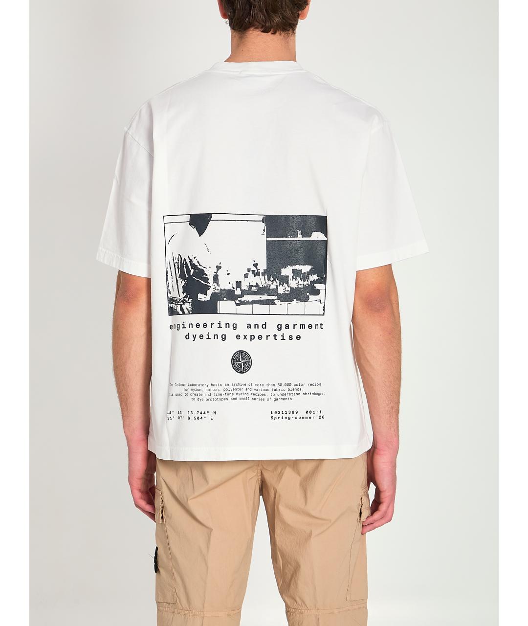 STONE ISLAND Белая хлопковая футболка, фото 4