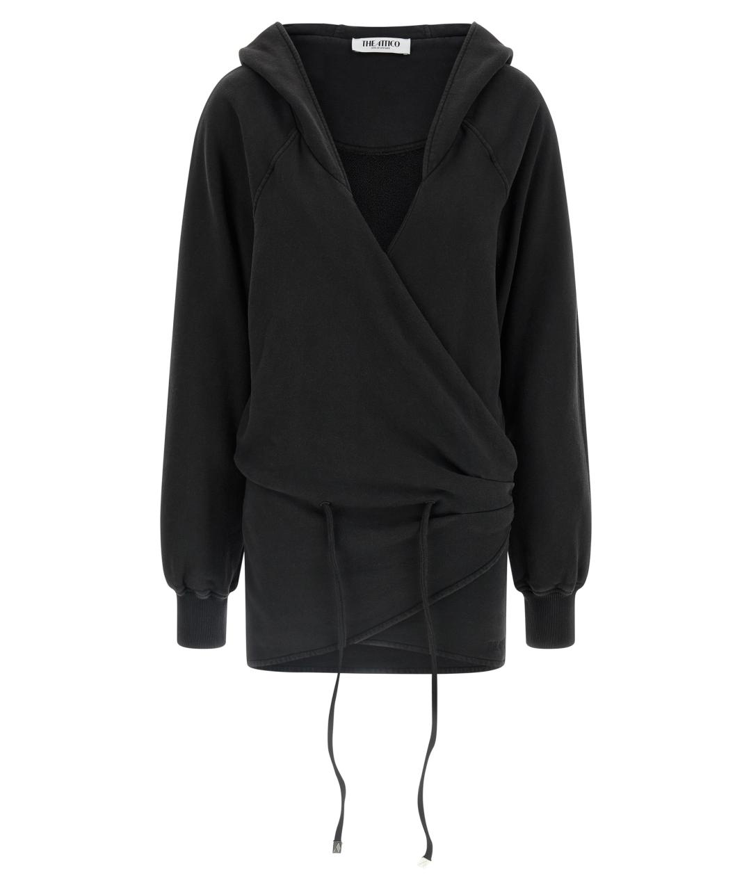 THE ATTICO Черное хлопковое коктейльное платье, фото 1