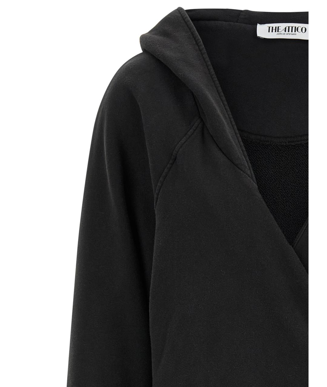 THE ATTICO Черное хлопковое коктейльное платье, фото 3