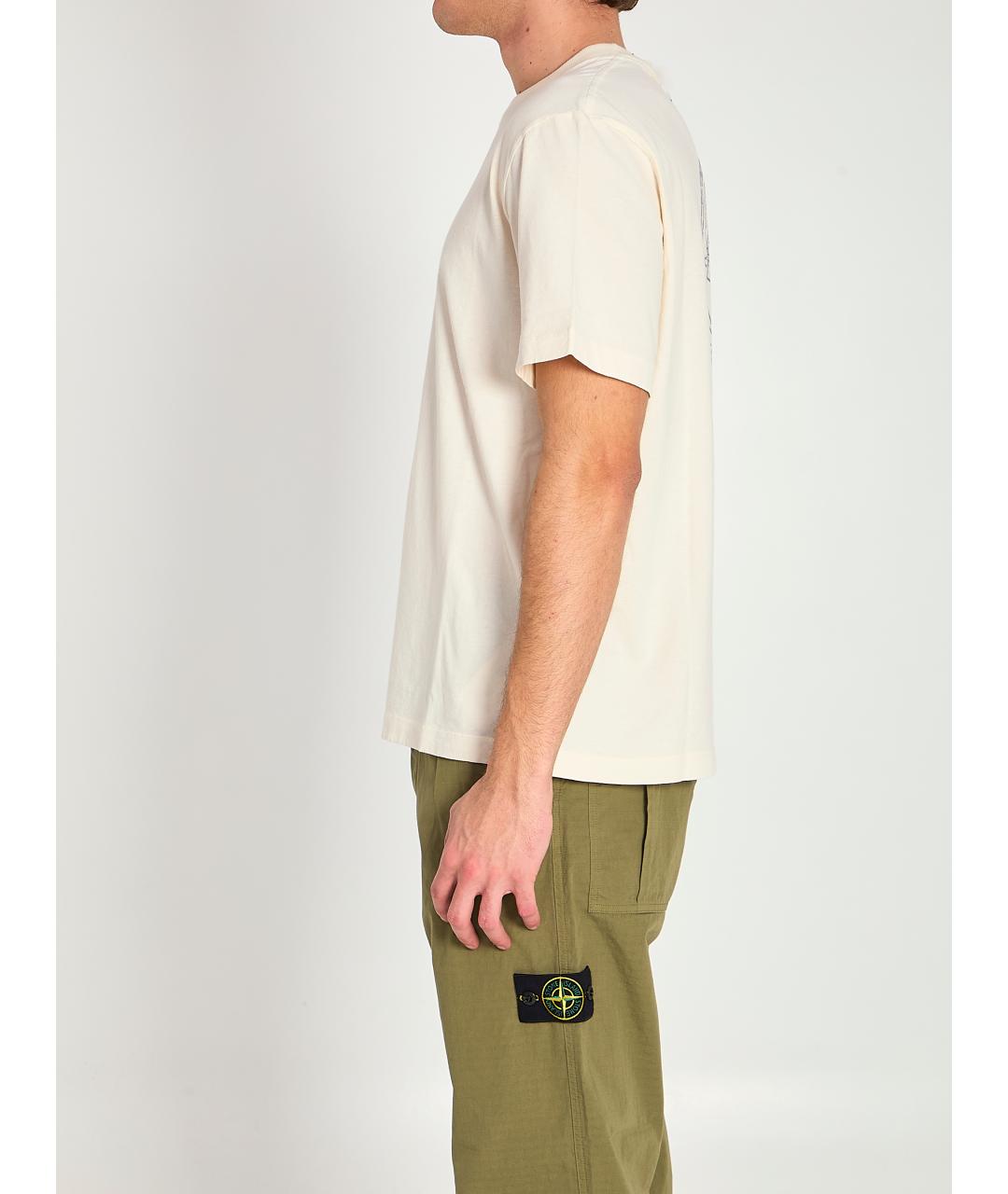 STONE ISLAND Белая хлопковая футболка, фото 3