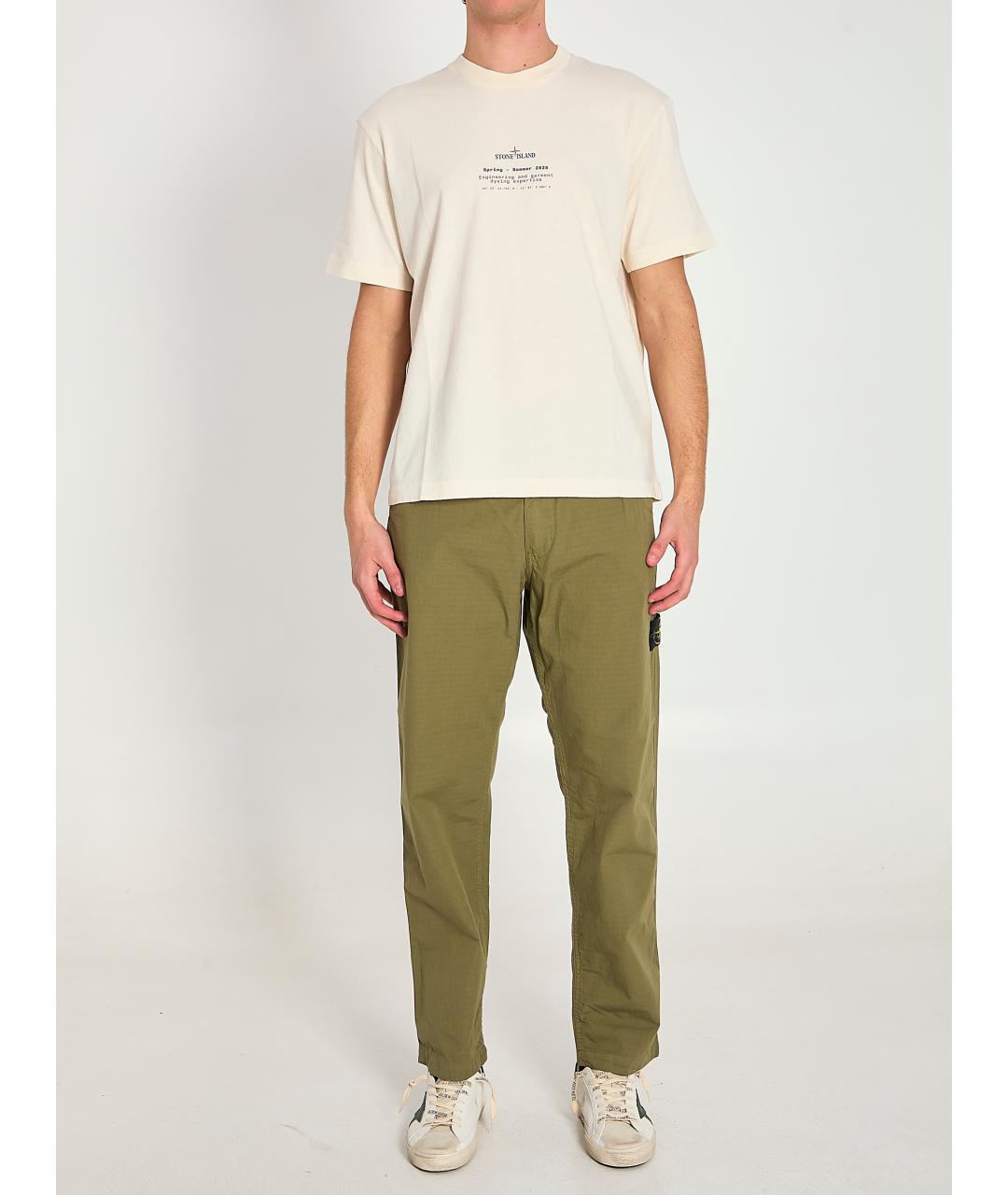 STONE ISLAND Белая хлопковая футболка, фото 5