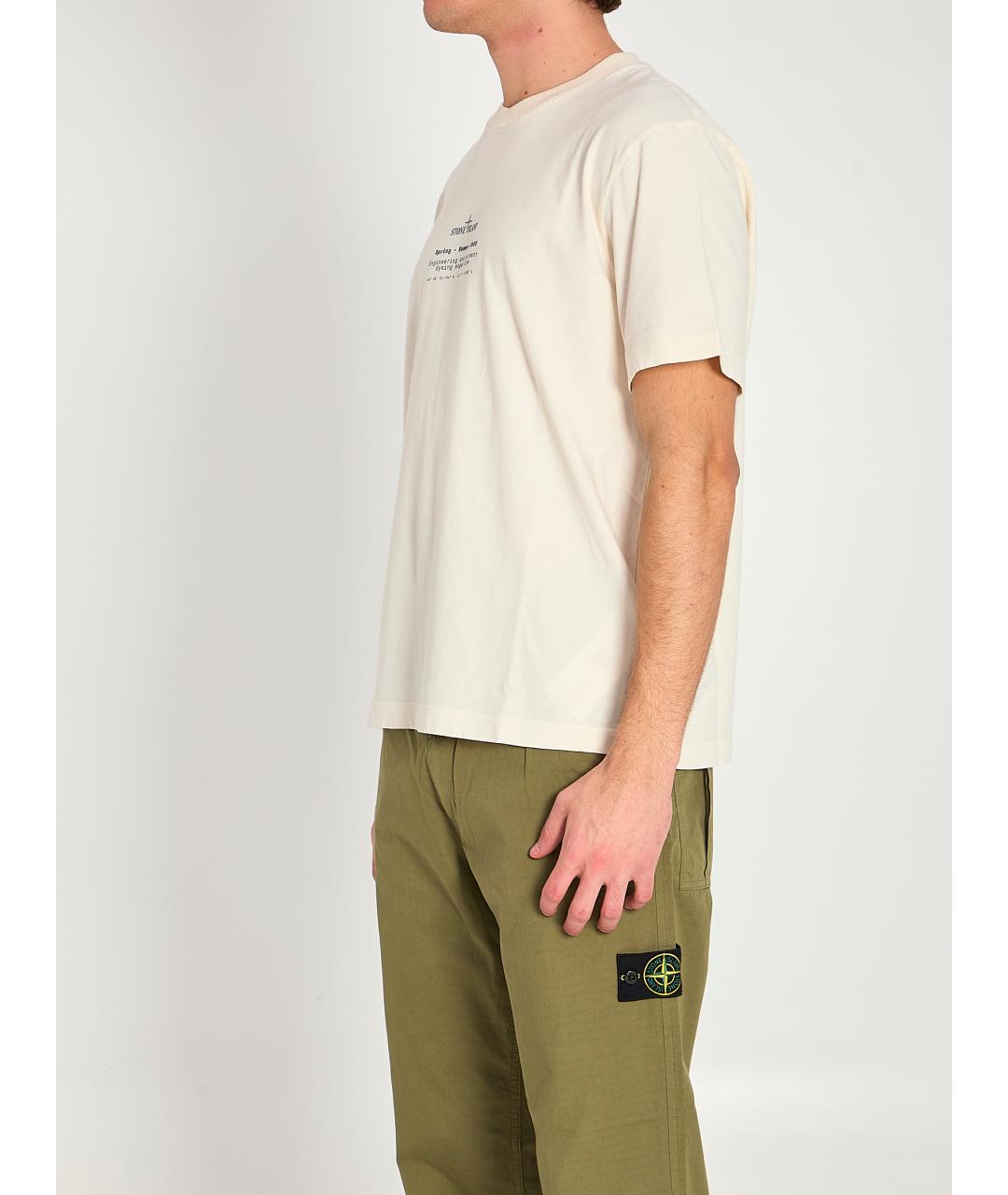 STONE ISLAND Белая хлопковая футболка, фото 2