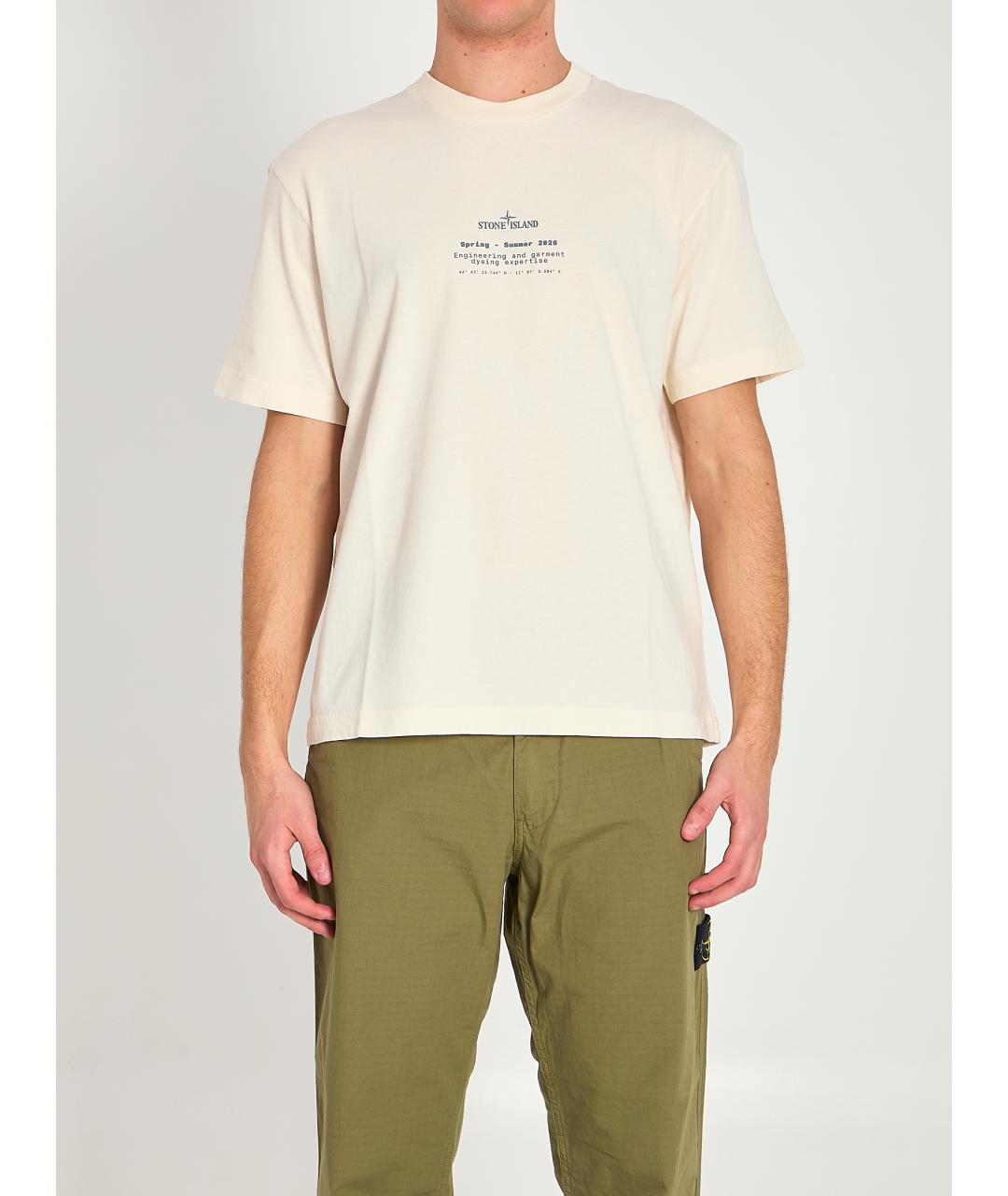STONE ISLAND Белая хлопковая футболка, фото 6