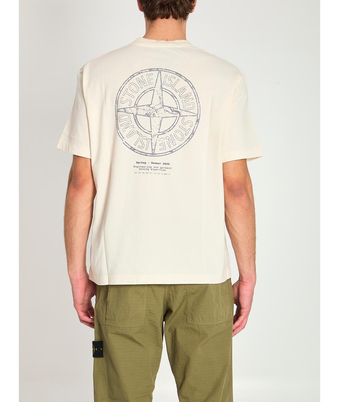 STONE ISLAND Белая хлопковая футболка, фото 4