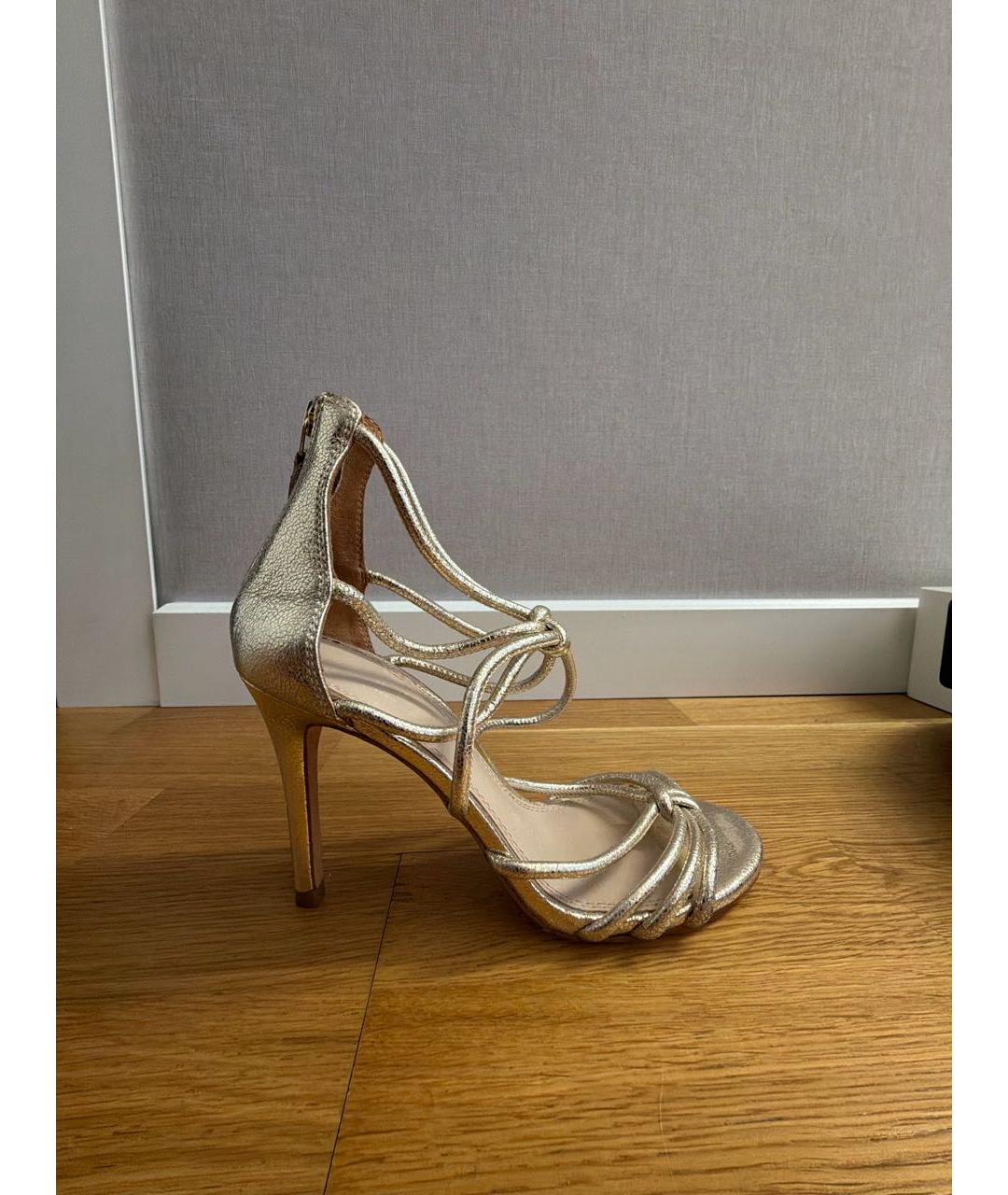 SANDRO Золотые кожаные босоножки, фото 6